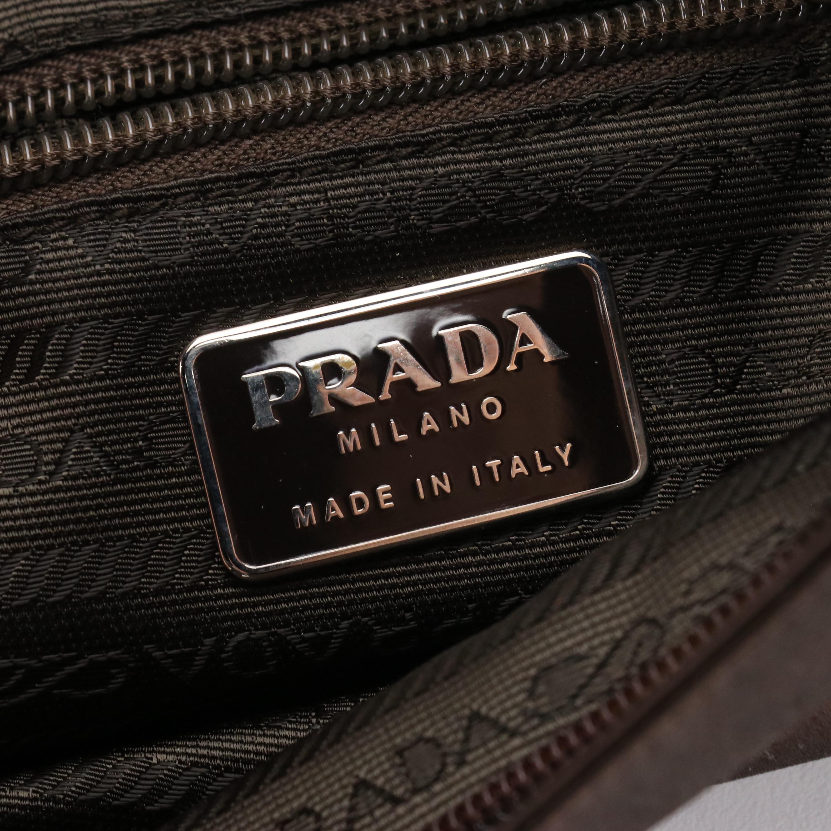 Prada Chocolate Brown Satin Zip-Top Crossbody Bag