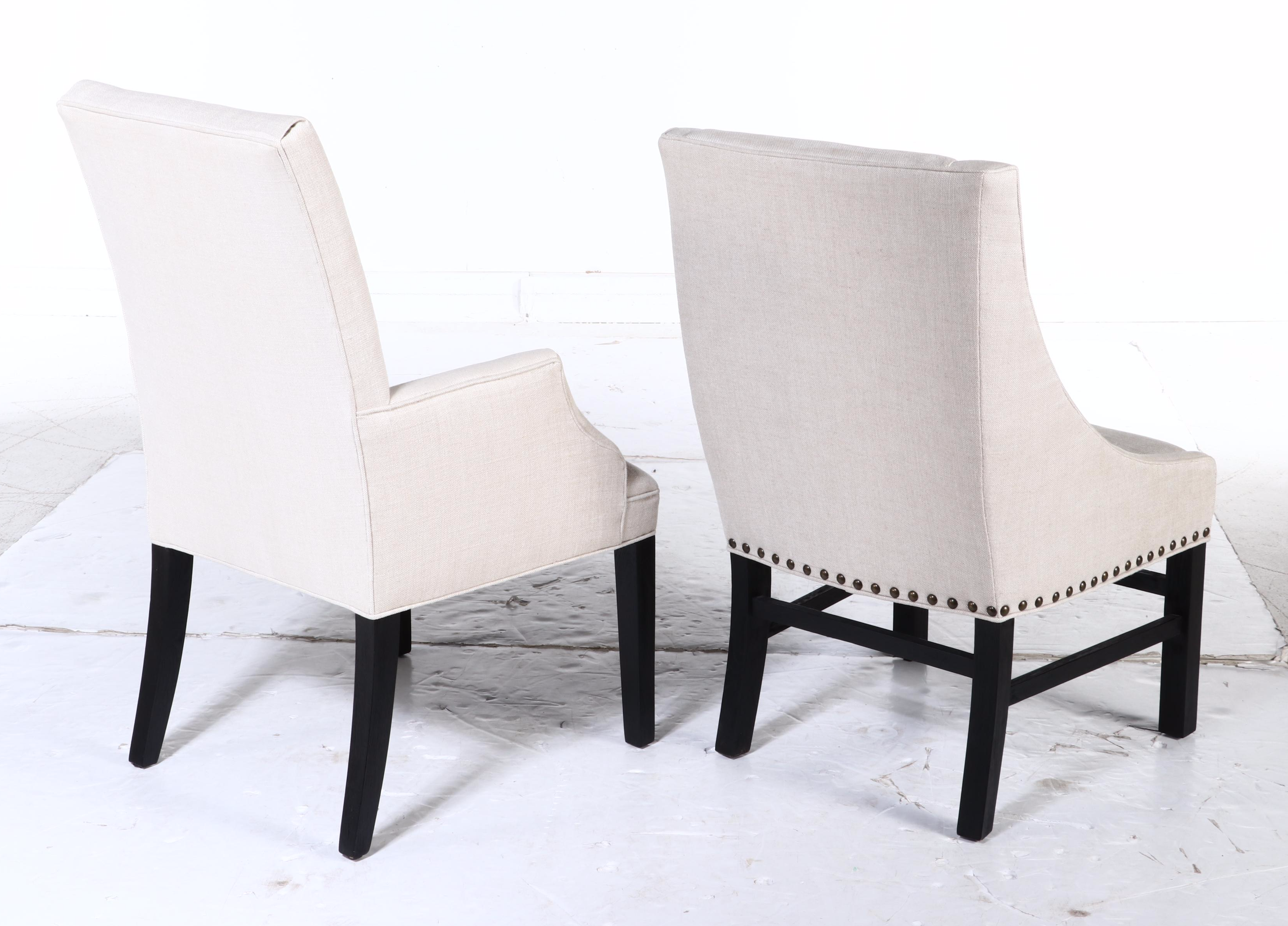 Set of Six Restoration Hardware Linen Upholstered Dining Chairs