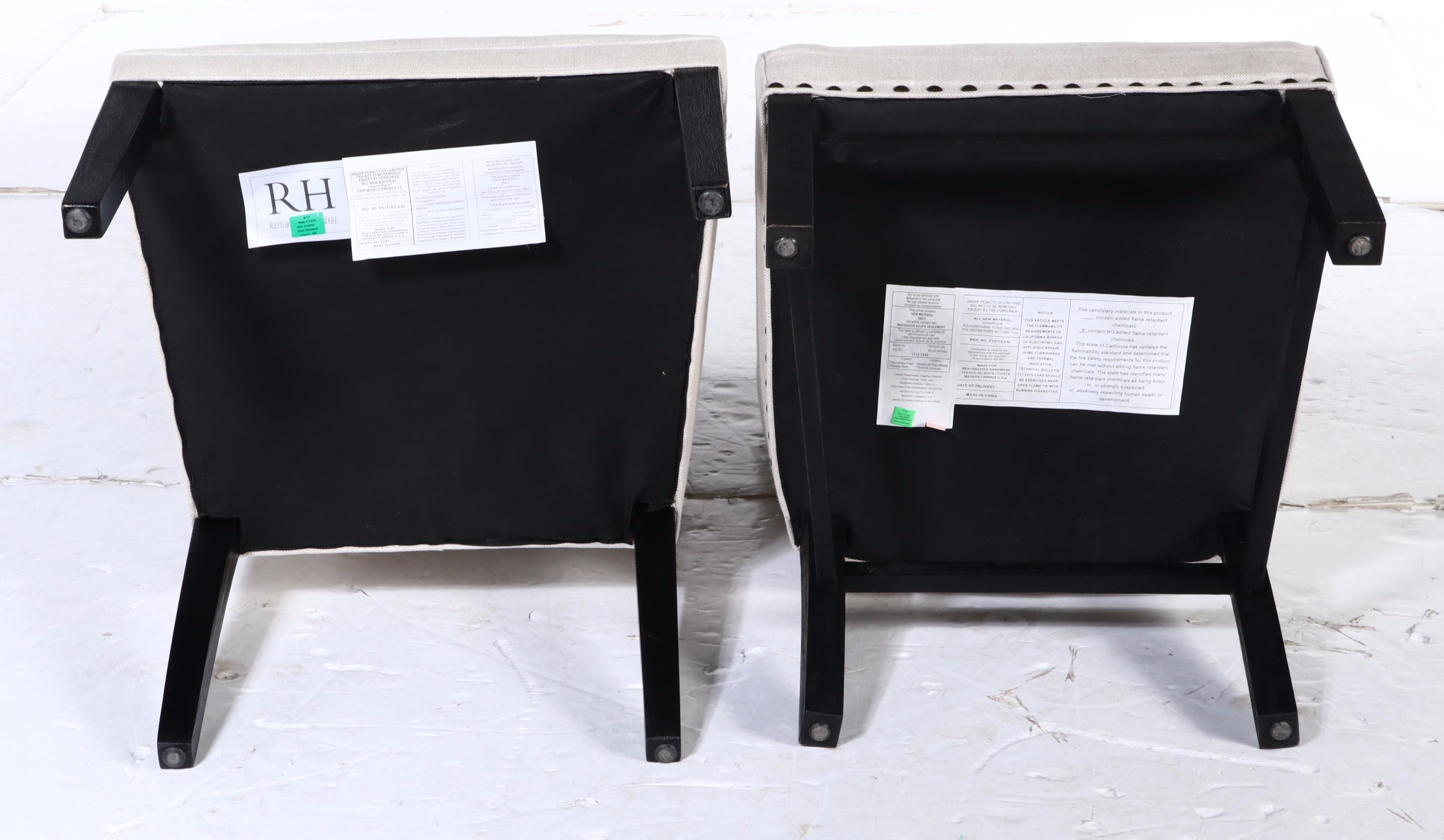 Set of Six Restoration Hardware Linen Upholstered Dining Chairs