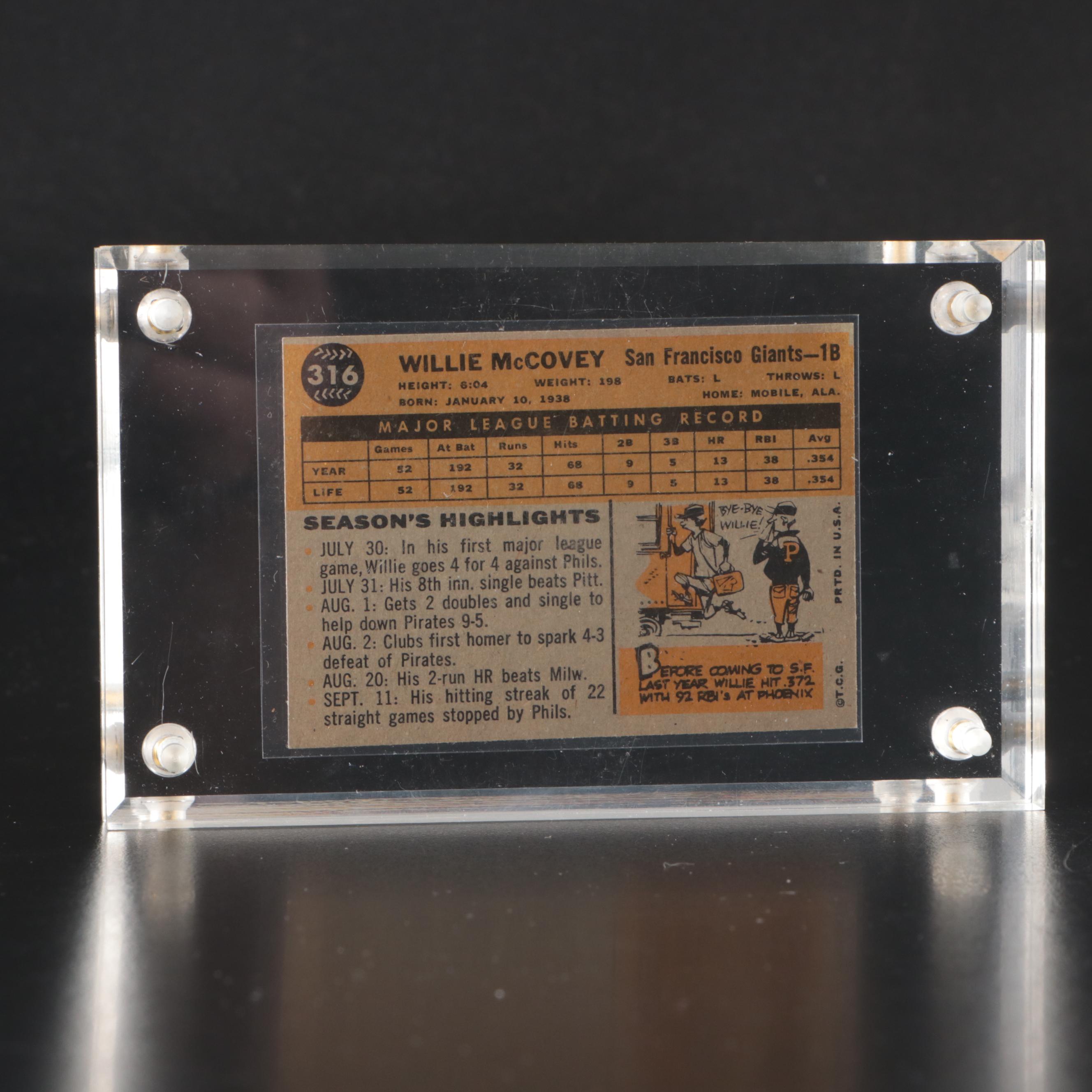 1960 Topps Willie McCovey All-Star Rookie San Franscico Giants Baseball Card