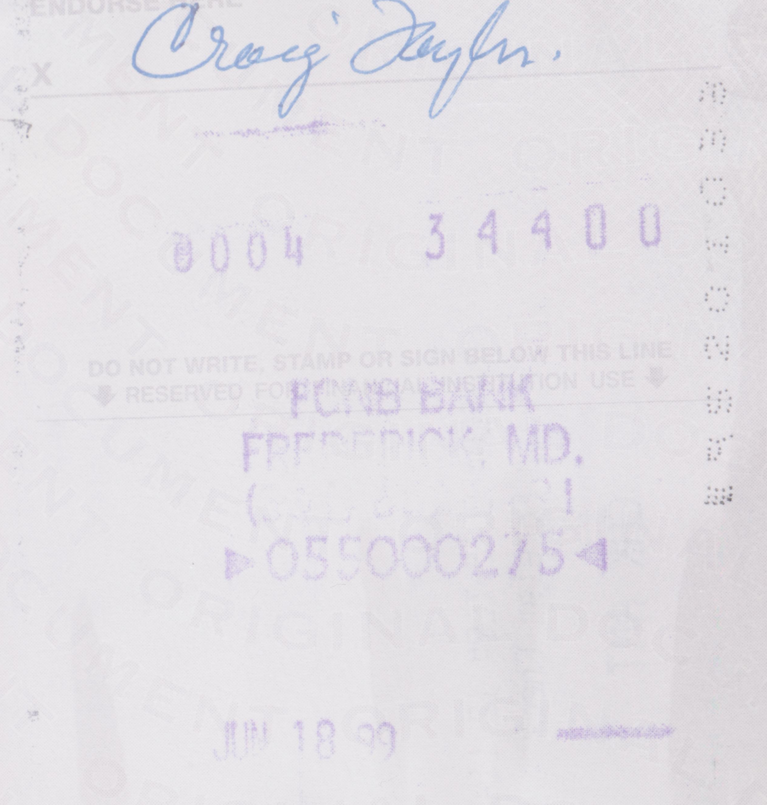 Johnny Unitas Signed Personal Check Graded PSA 8 NM-MT