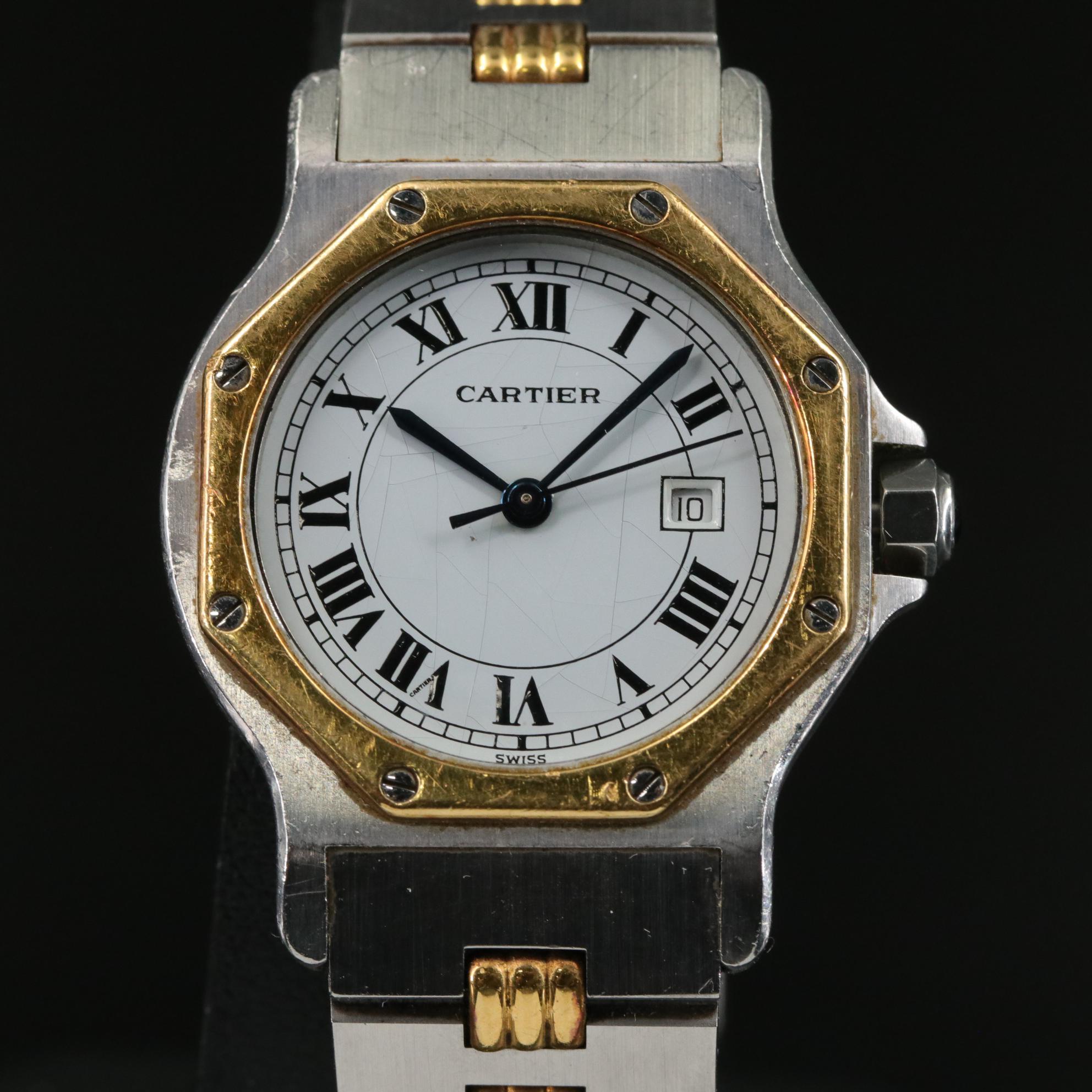 Cartier Santos de Cartier Octagonal 18K and Stainless Steel Watch