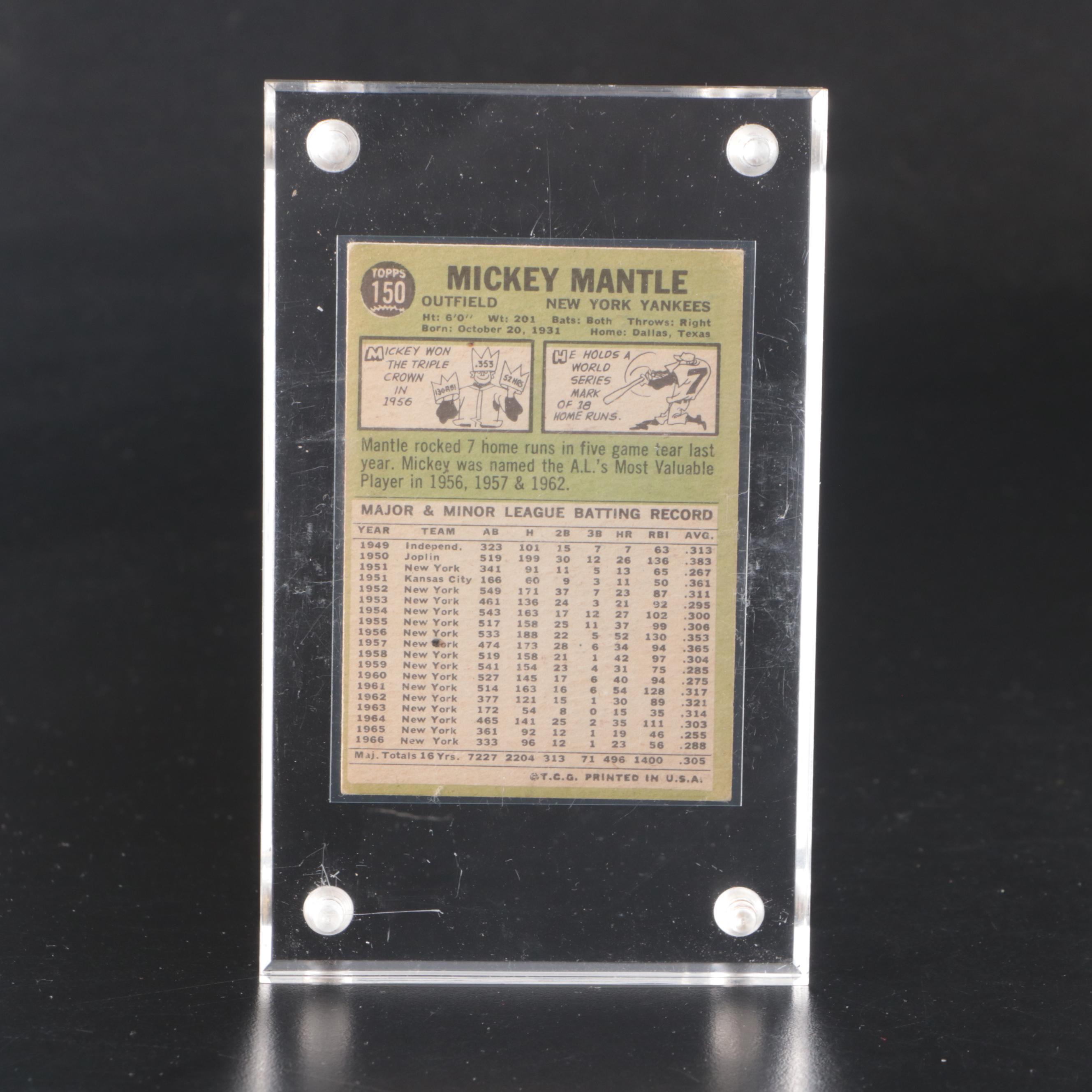 1967 and 1969 Topps Mickey Mantle New York Yankees Baseball Cards