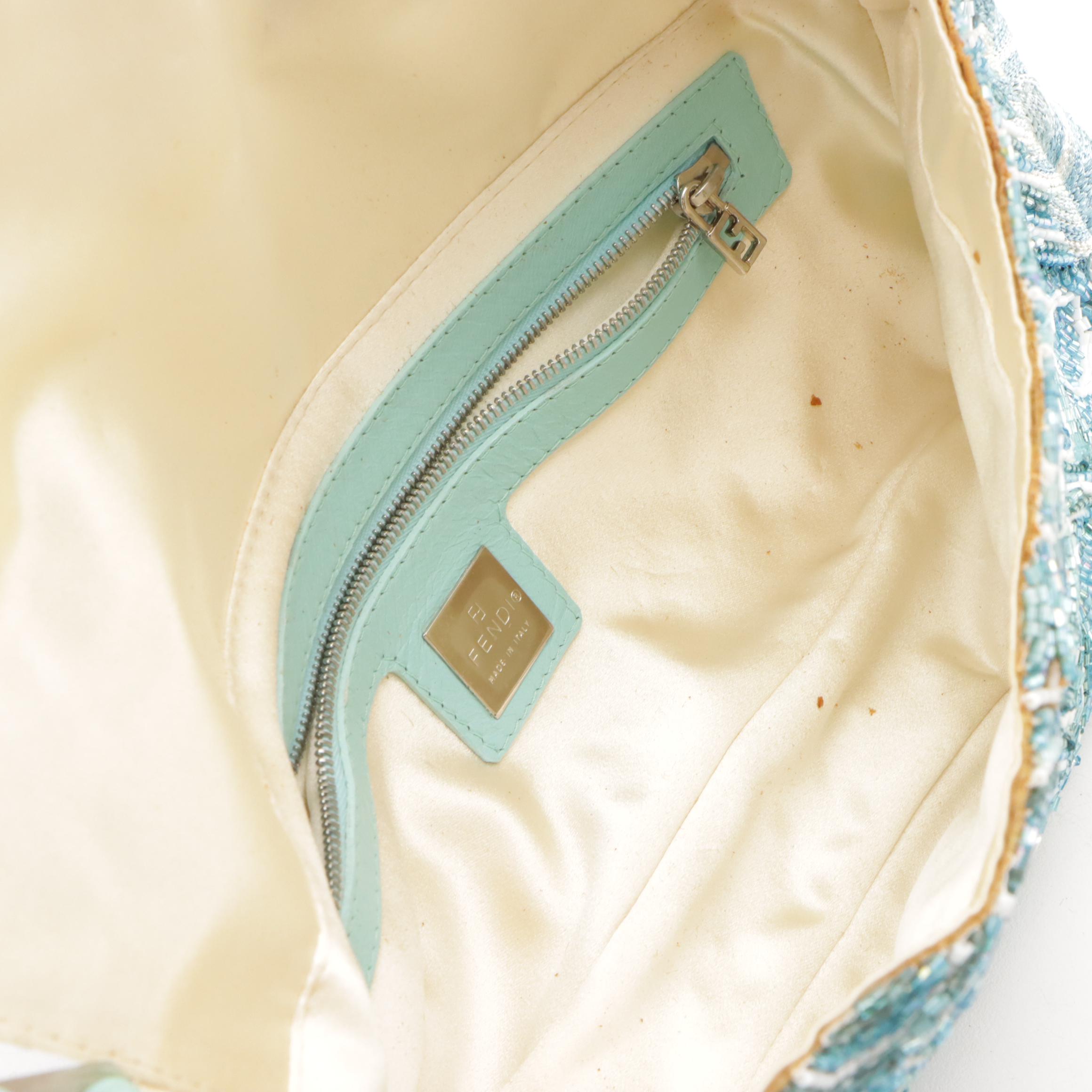 Fendi Vintage Blue Beaded Mamma Baguette Bag