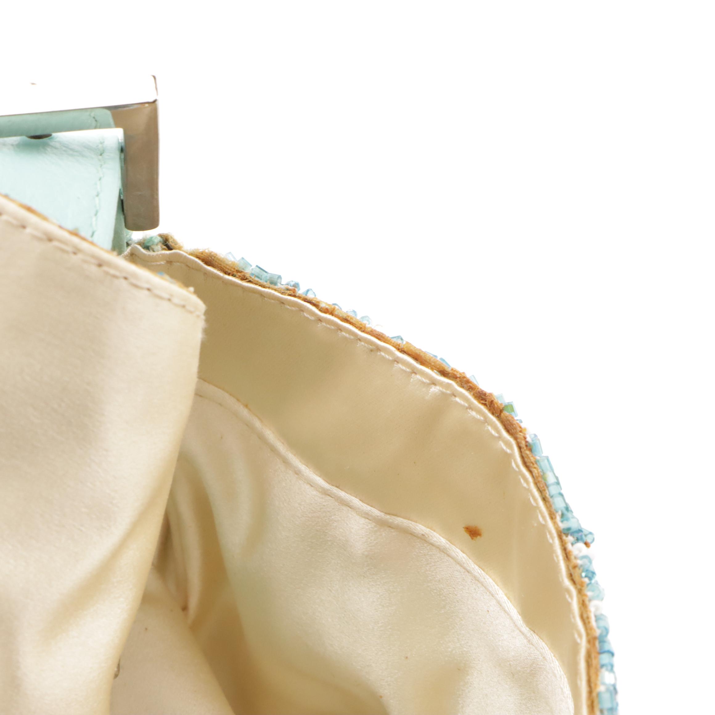 Fendi Vintage Blue Beaded Mamma Baguette Bag