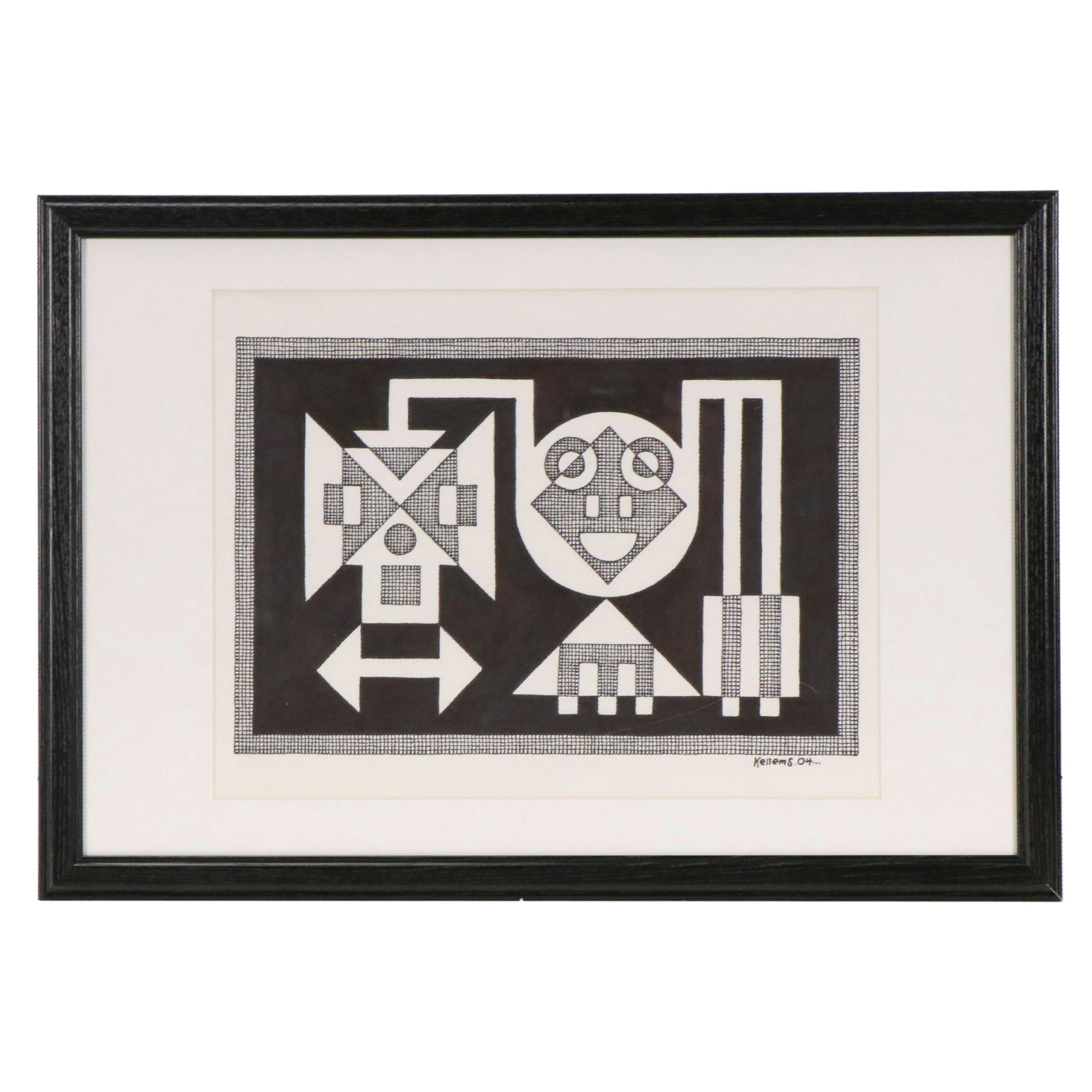 Jerry Kellems Abstract Ink Drawing, 2004