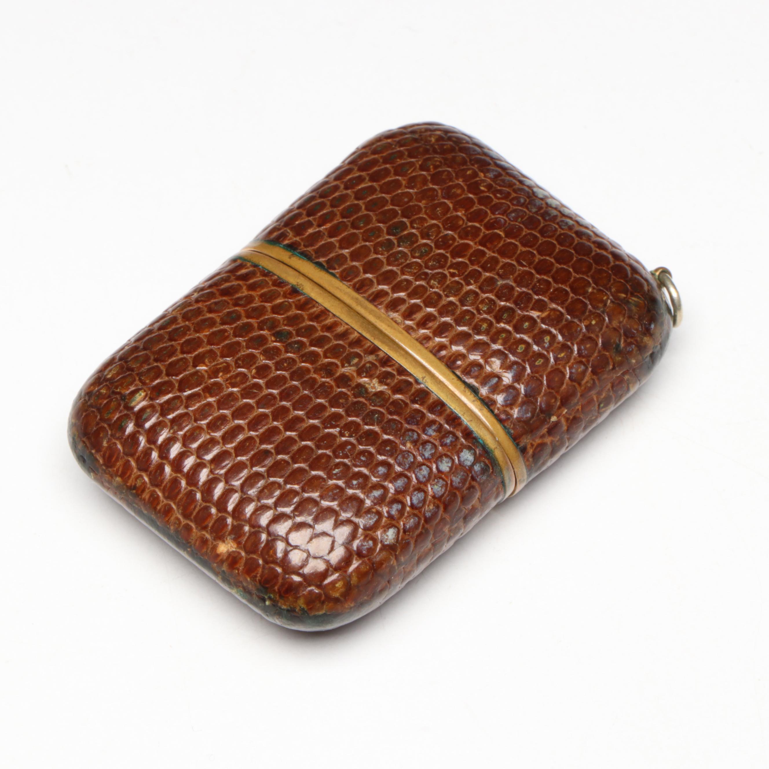 German Laco 17 Jewel Travel Clock with Sliding Lizard Skin Case, circa 1953