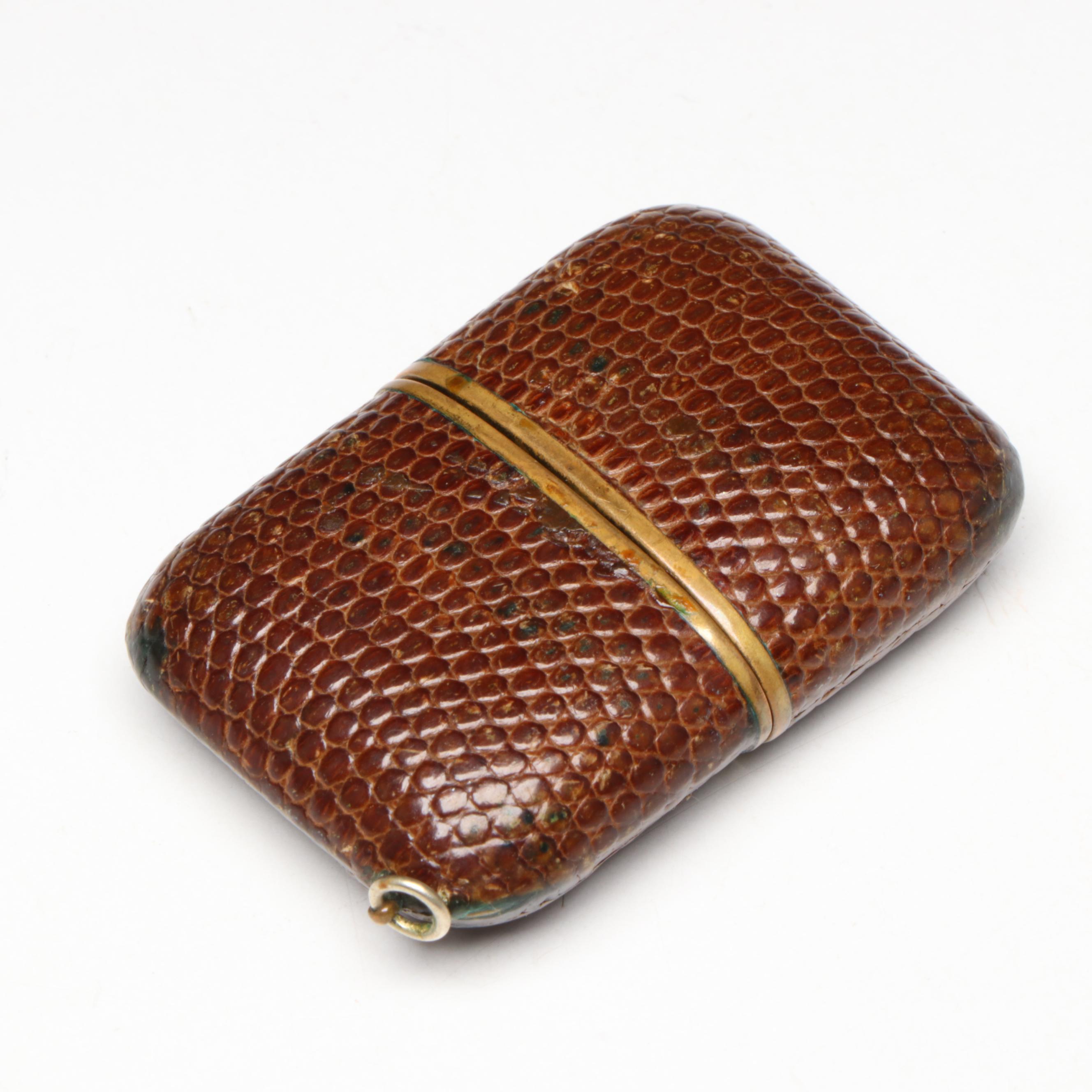 German Laco 17 Jewel Travel Clock with Sliding Lizard Skin Case, circa 1953