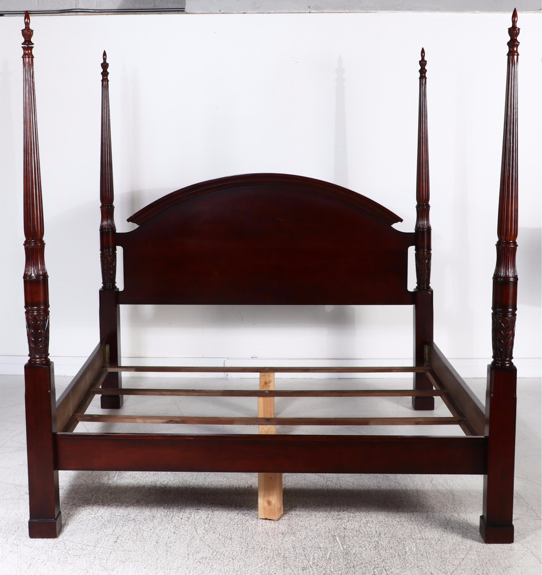 Bombay Federal Style Mahogany Finish Four-Poster Bed Frame