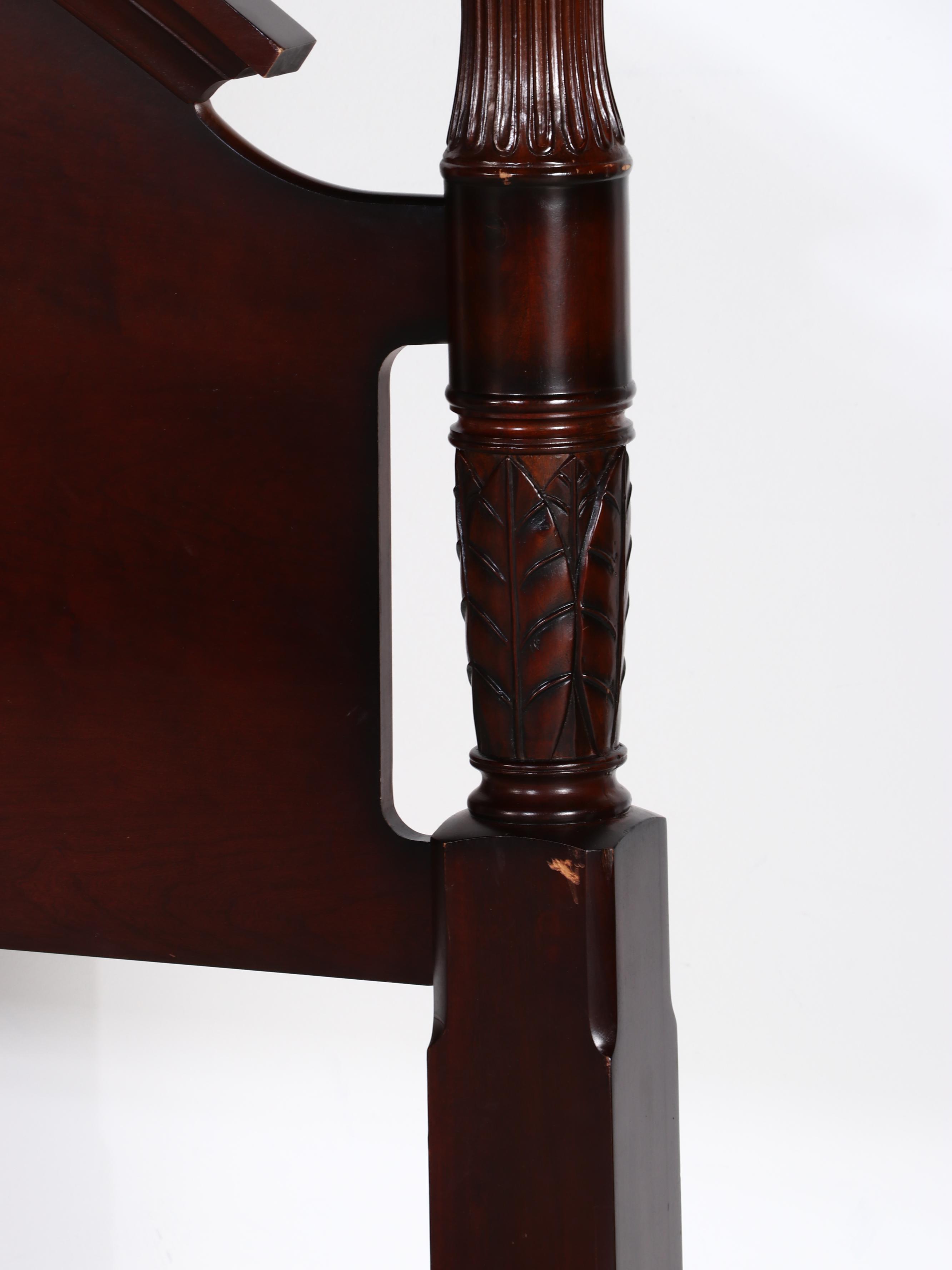 Bombay Federal Style Mahogany Finish Four-Poster Bed Frame