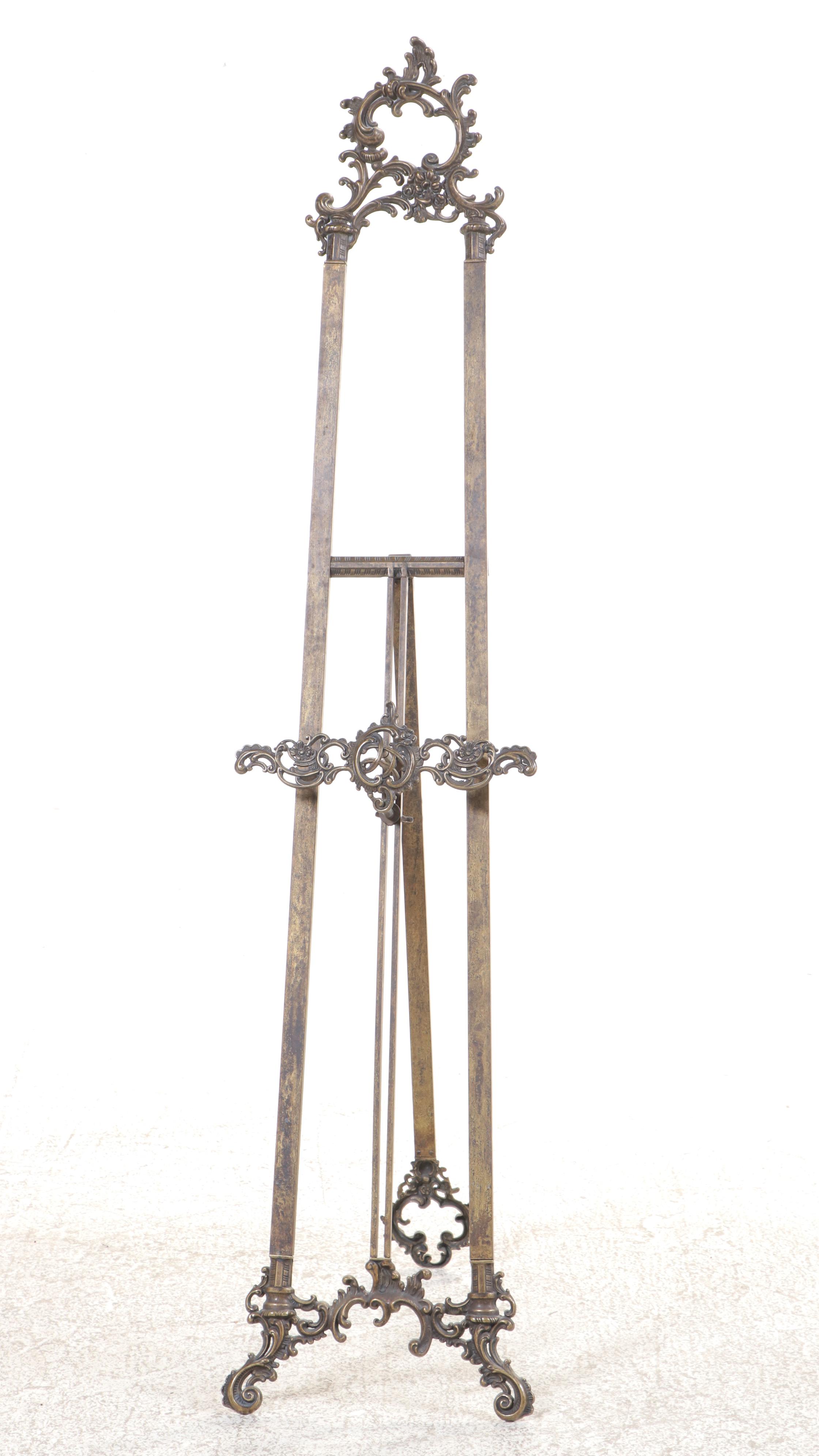Rococo Style Cast Brass Standing Display Easel