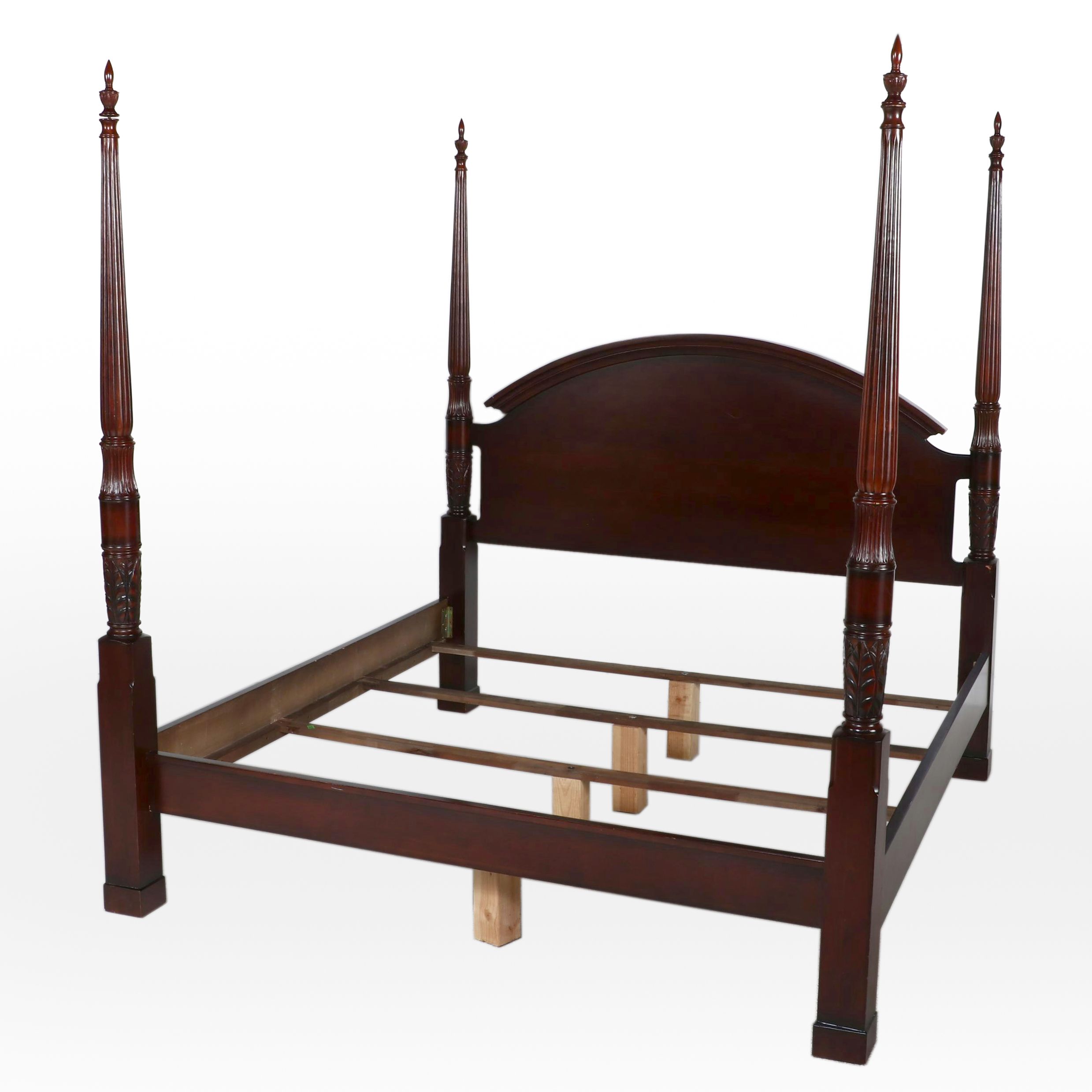 Bombay Federal Style Mahogany Finish Four-Poster Bed Frame