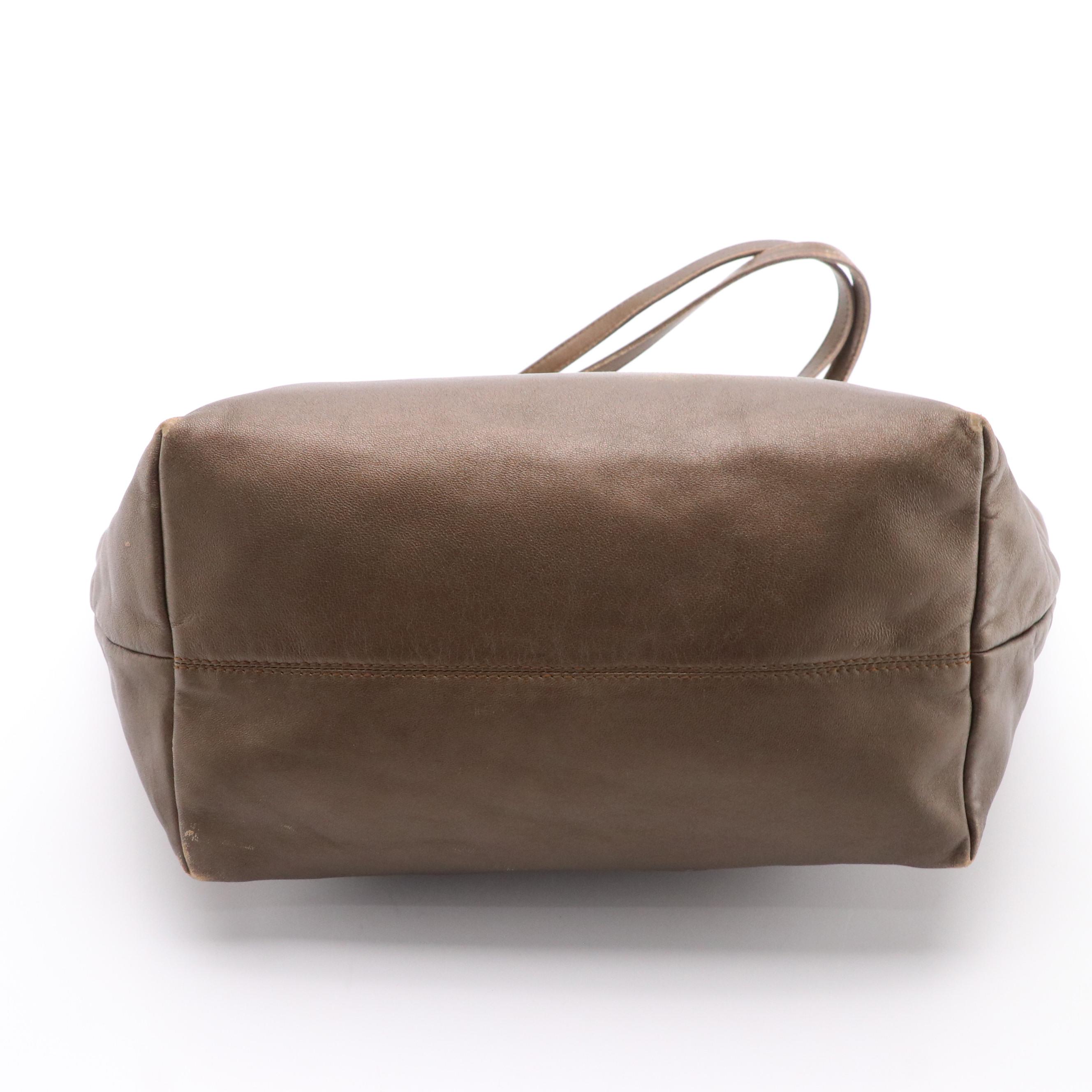 Loewe Pinked-Edge Anagram Logo Shoulder Tote in Metallic Bronze Leather