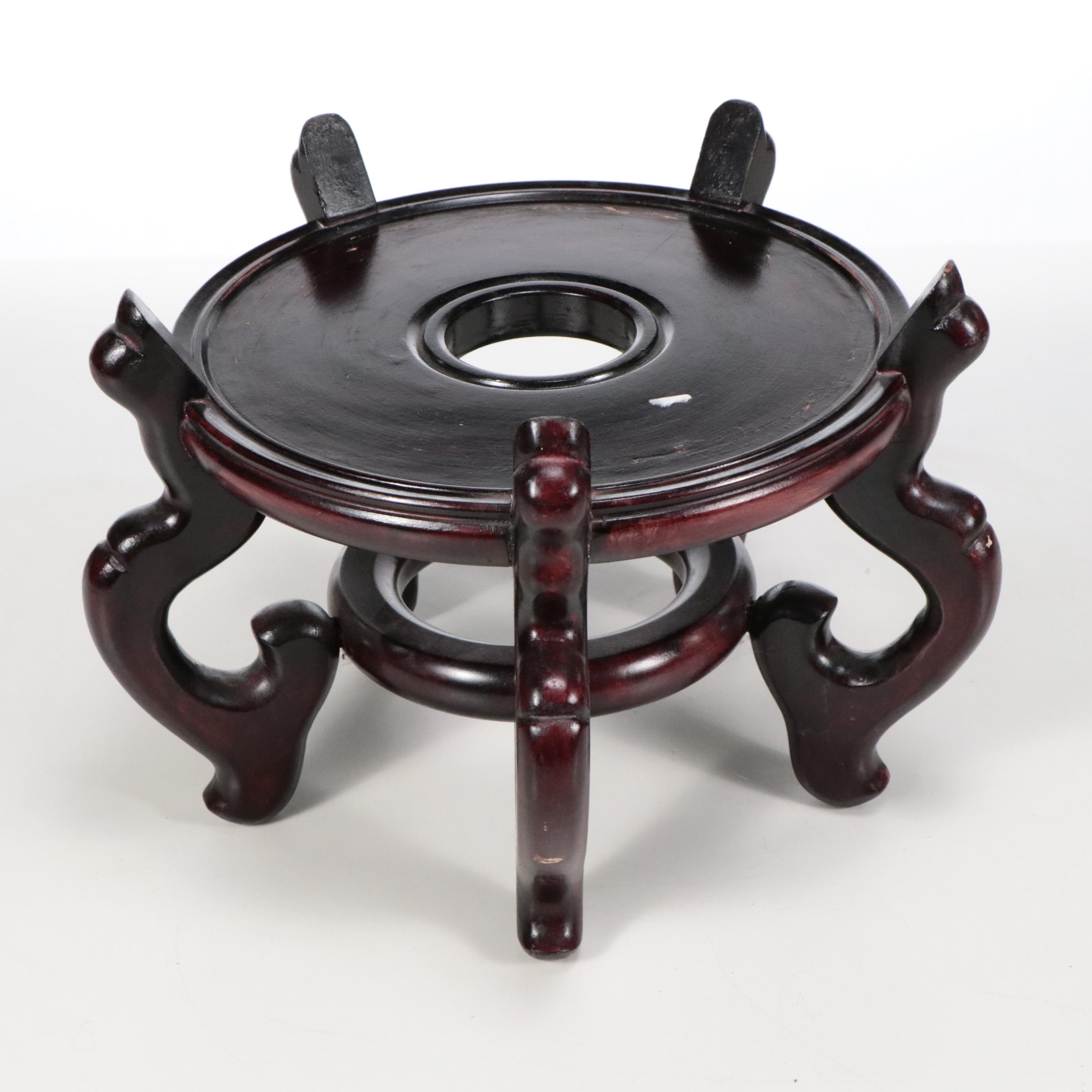 Chinese Porcelain Floor Vase and Wooden Stand