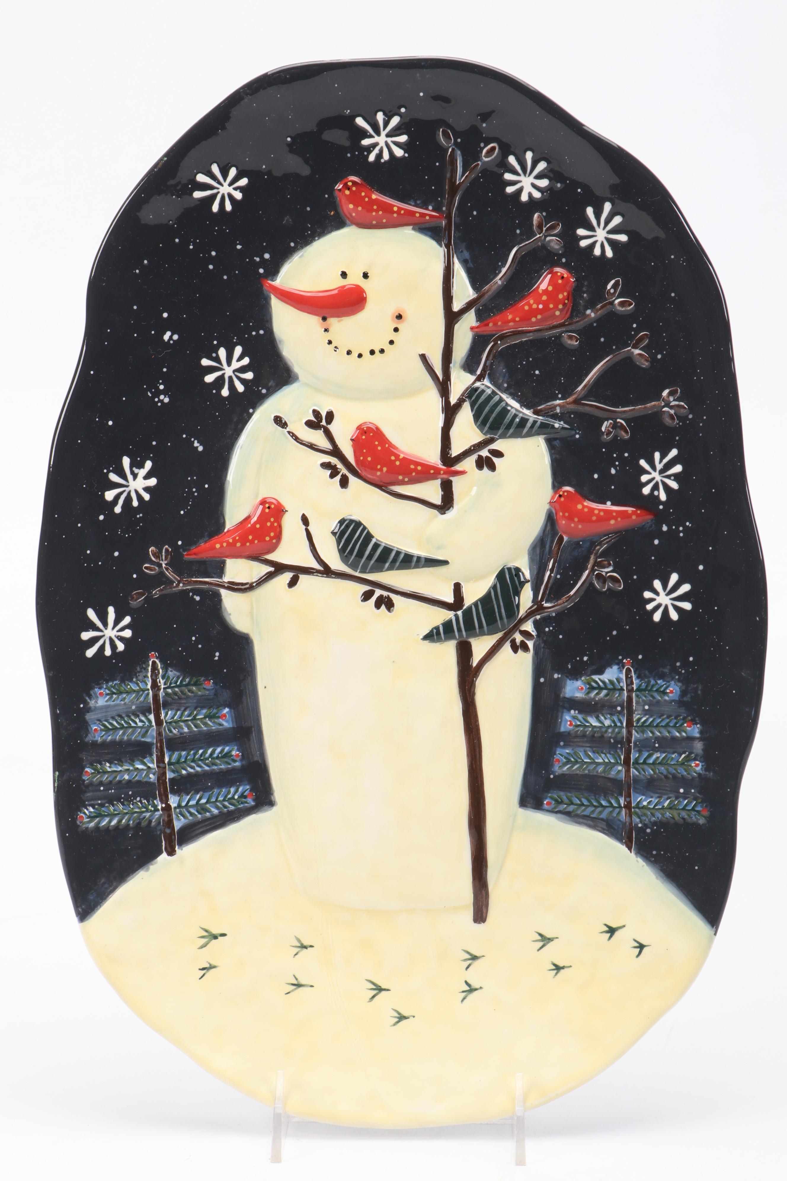 Mary Beth Baxter for Certified International Snowman Plate with Tree Stand