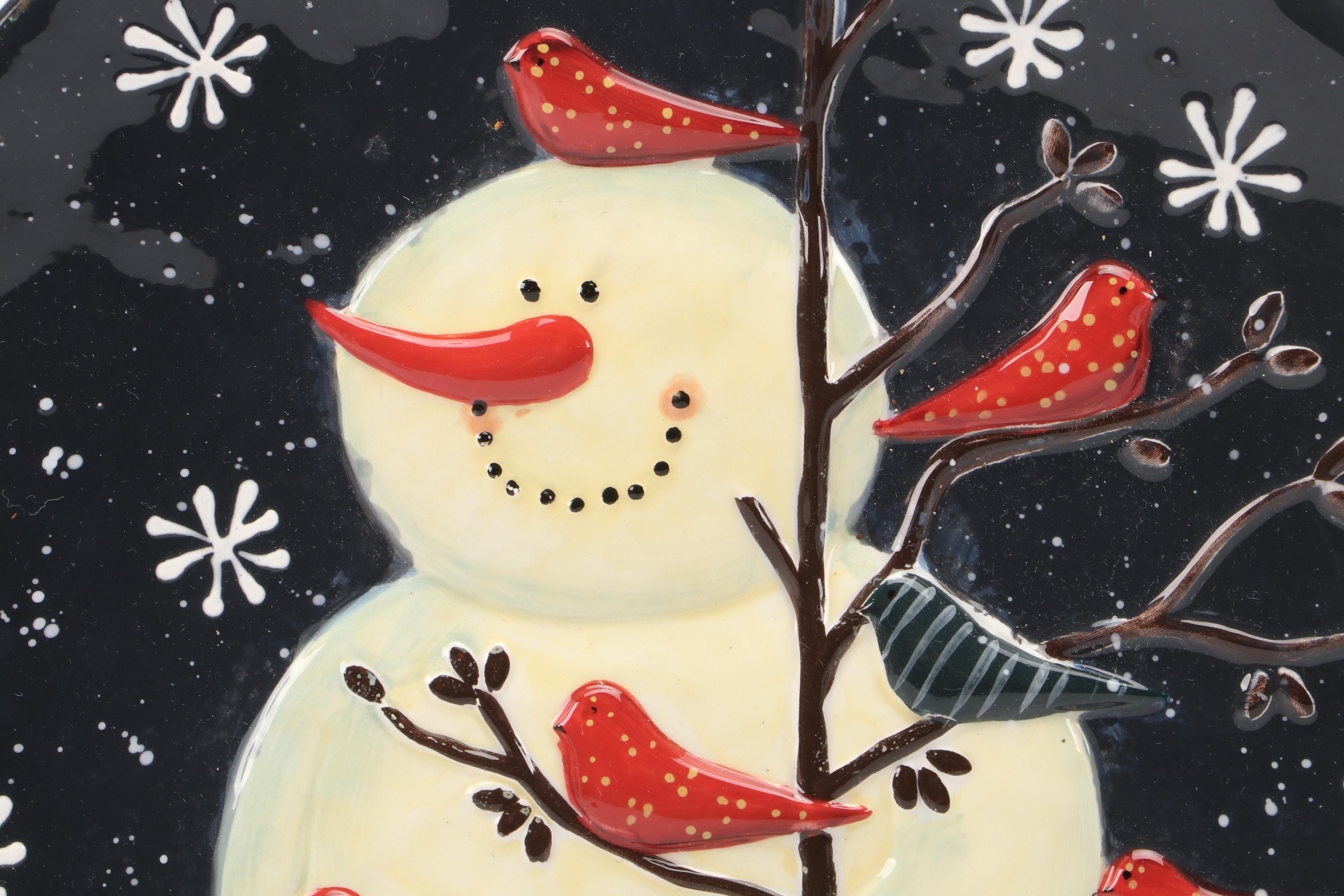 Mary Beth Baxter for Certified International Snowman Plate with Tree Stand