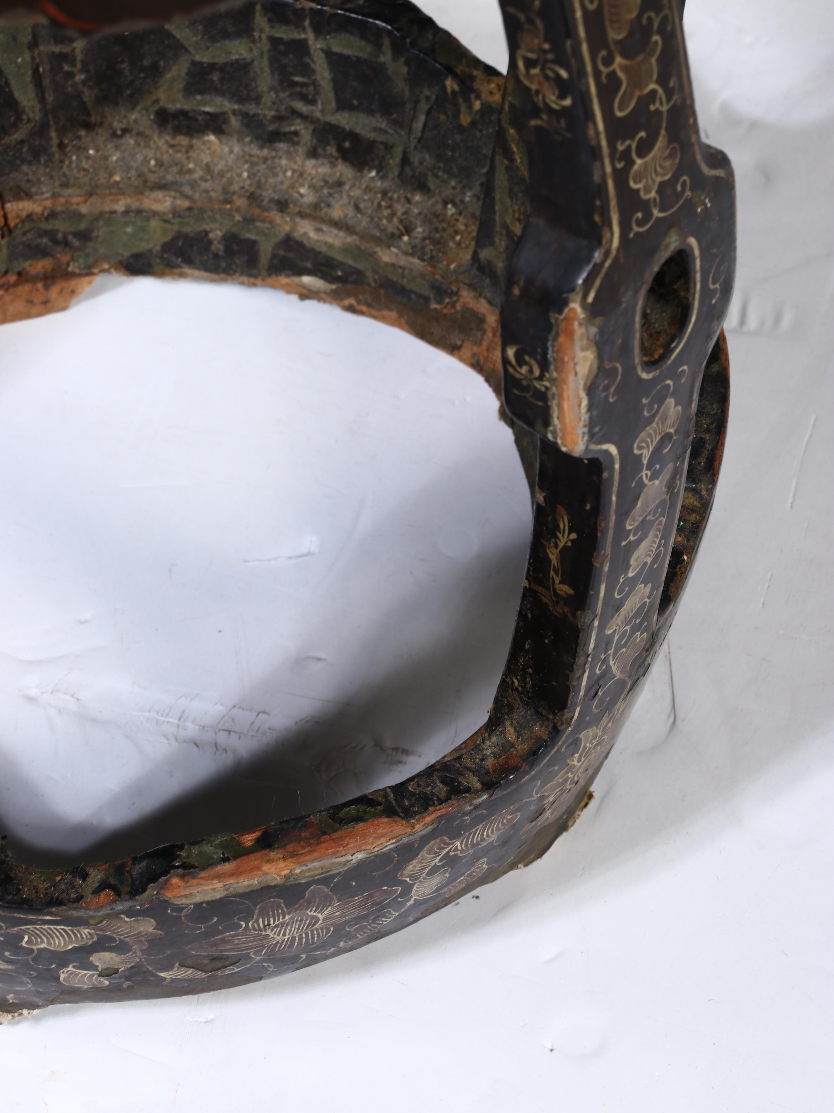 Chinese Black and Gold Lacquerware Garden Seat