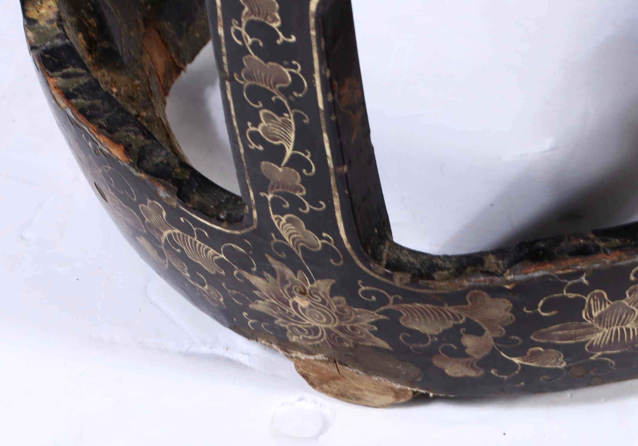 Chinese Black and Gold Lacquerware Garden Seat