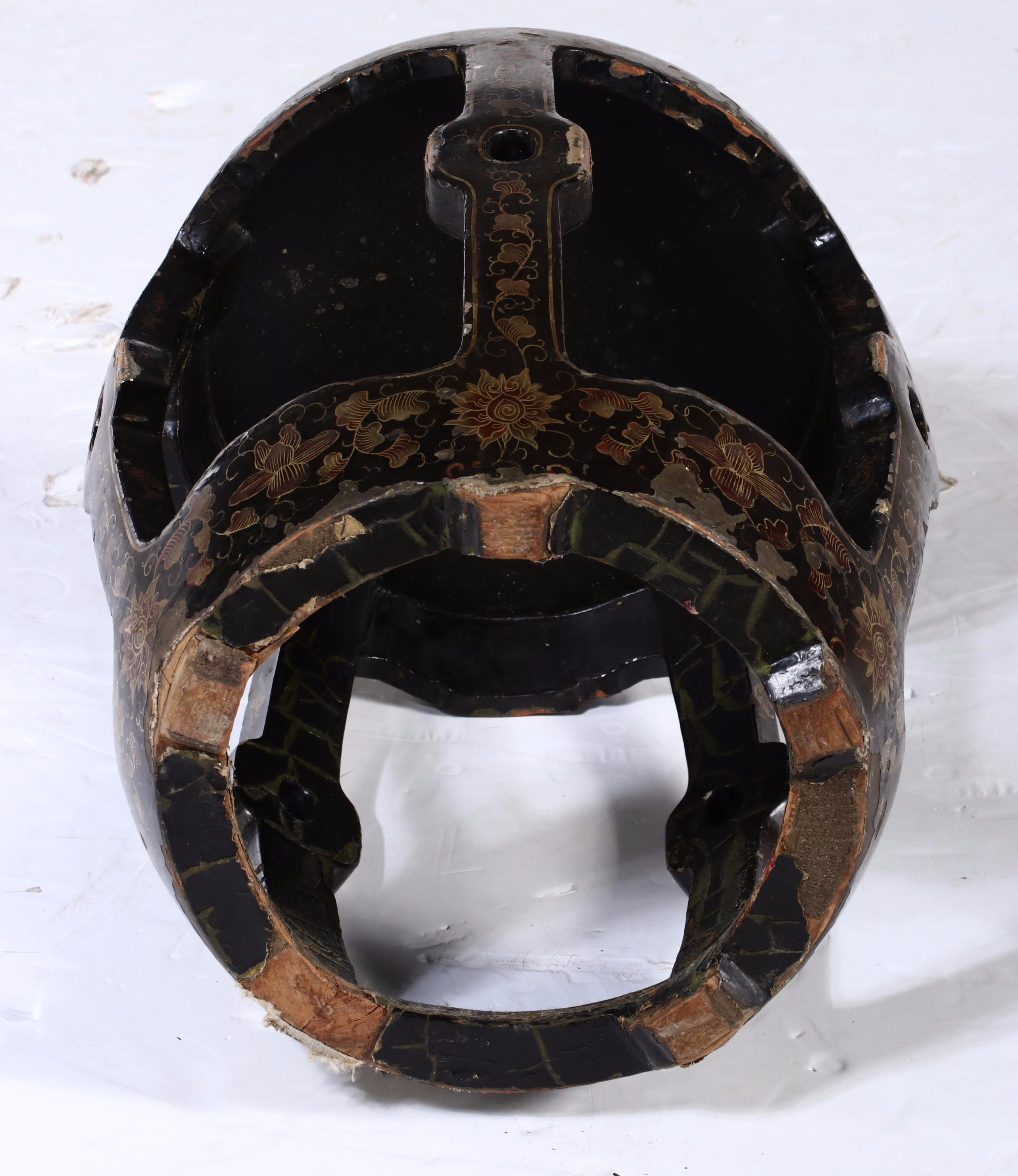 Chinese Black and Gold Lacquerware Garden Seat