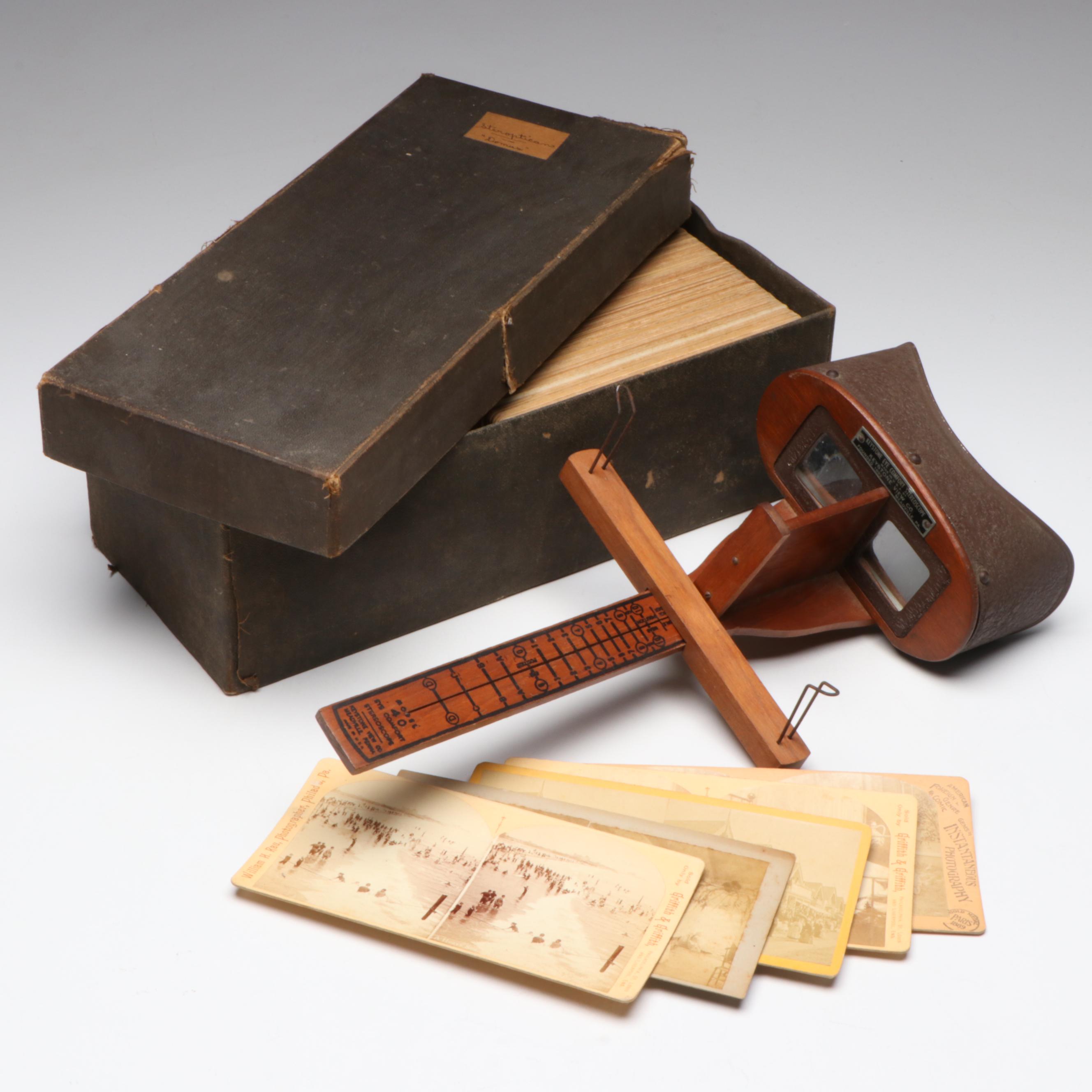 Keystone Stereoscope with Image Card Collection, Late 19th/Early 20th Century
