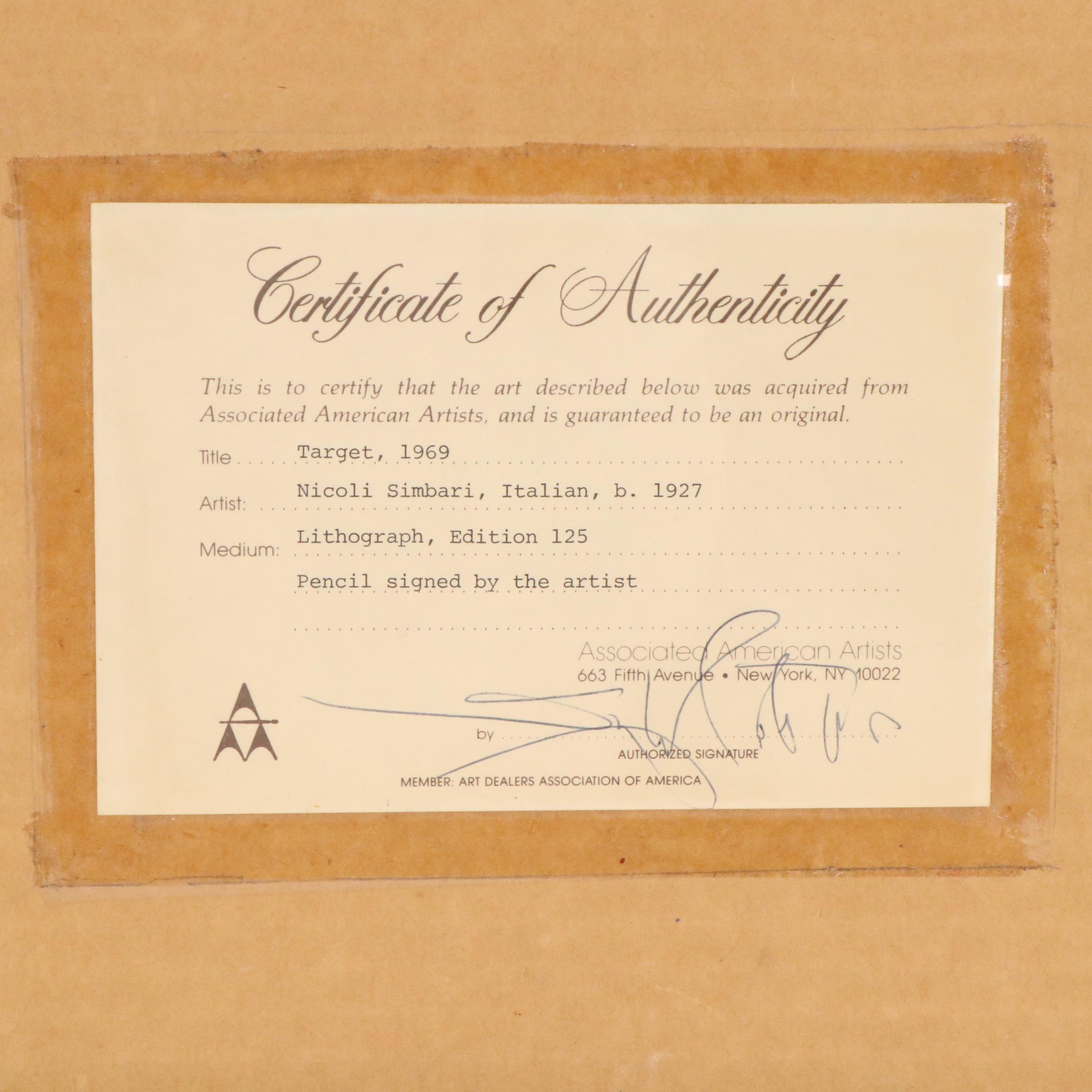 Nicoli Simbari Lithograph "Target," 1969