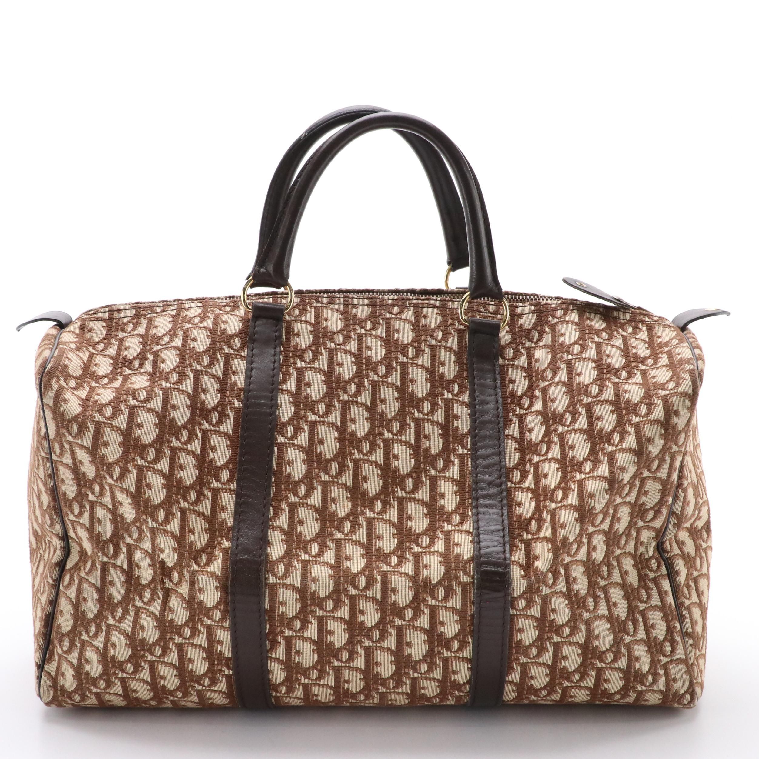 Christian Dior Small Duffle Bag in Dior Oblique Canvas with Leather Trim, 1970s