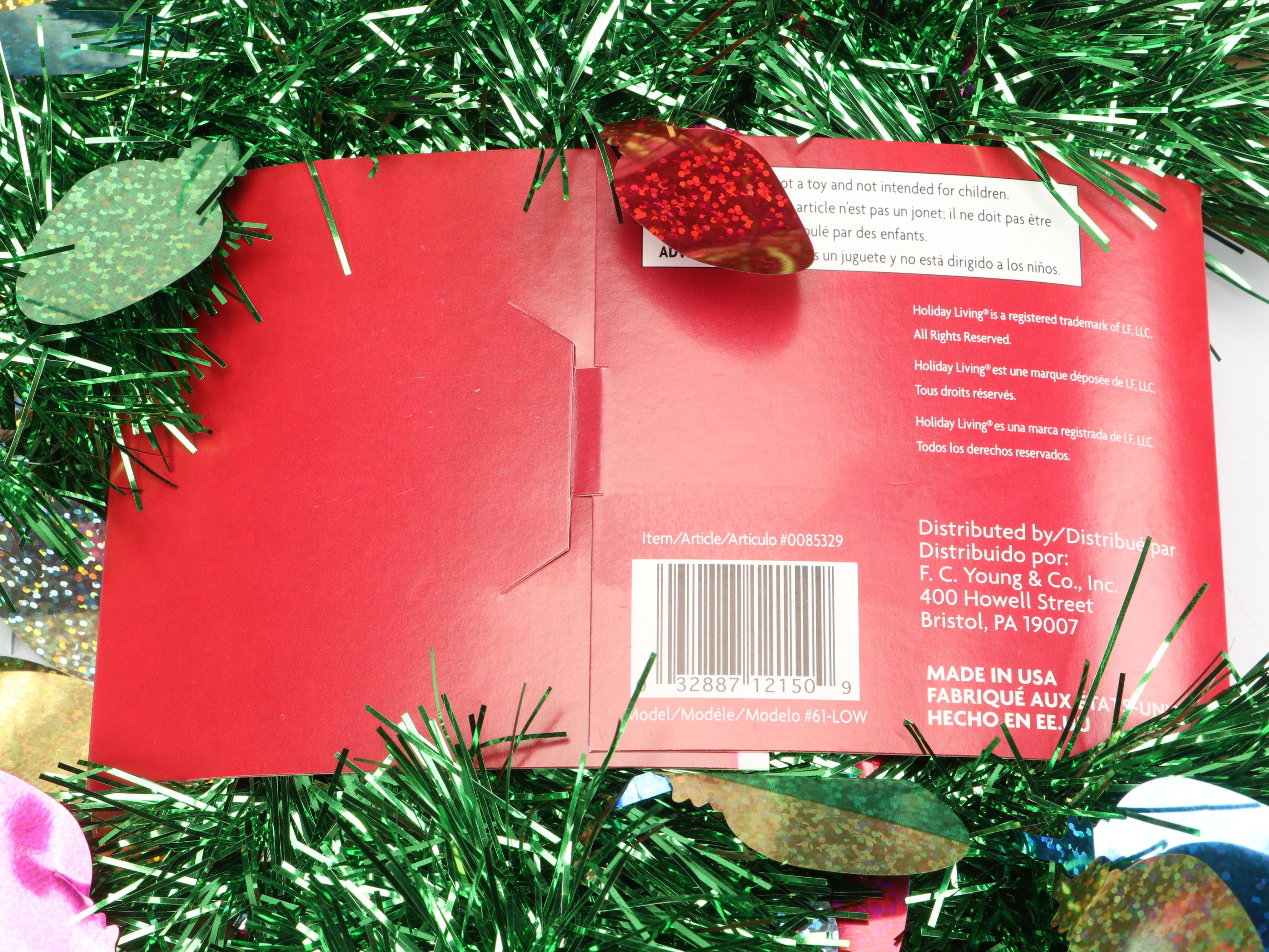 Holiday Living Tinsel Garland with Christmas Ornaments and Wreath