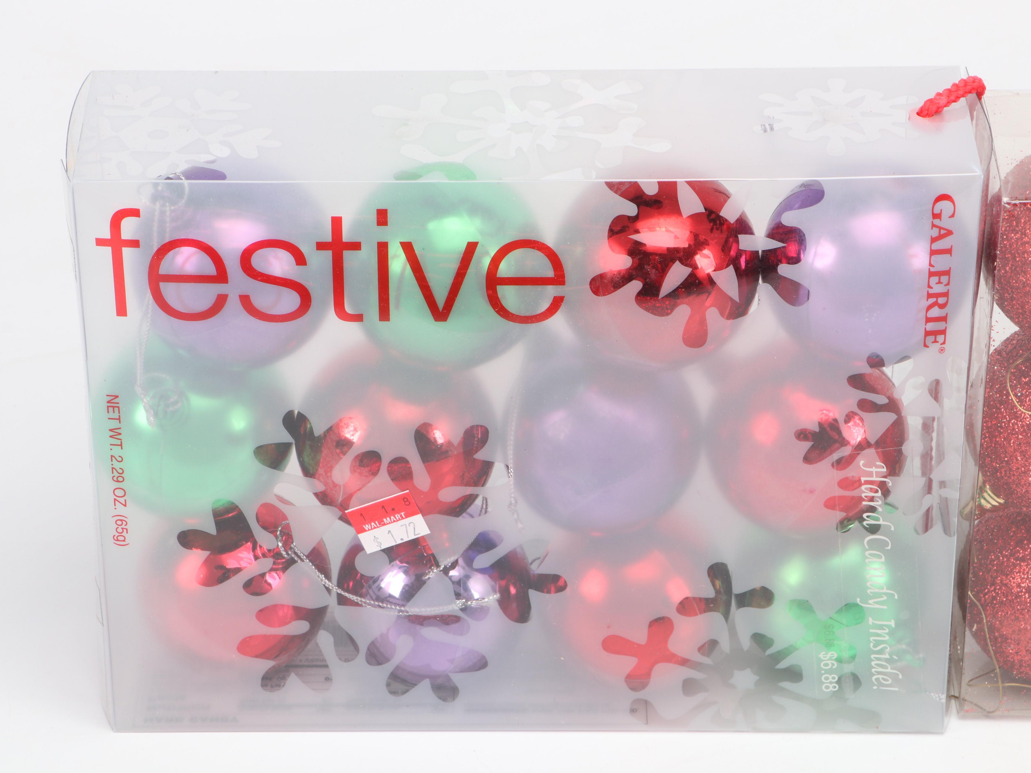 Holiday Living Tinsel Garland with Christmas Ornaments and Wreath