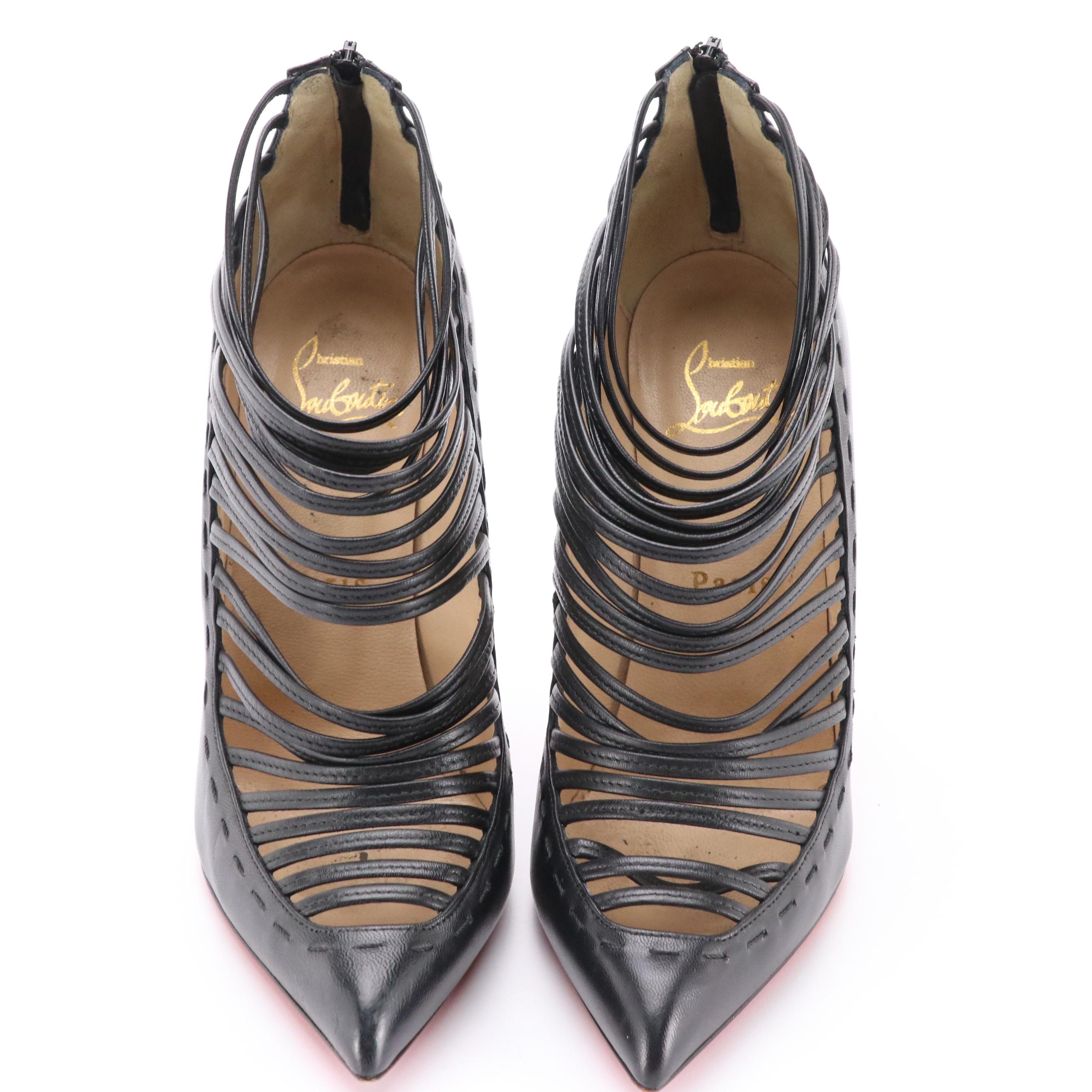 Christian Louboutin Zoulou Pointed-Toe Pumps in Black Leather