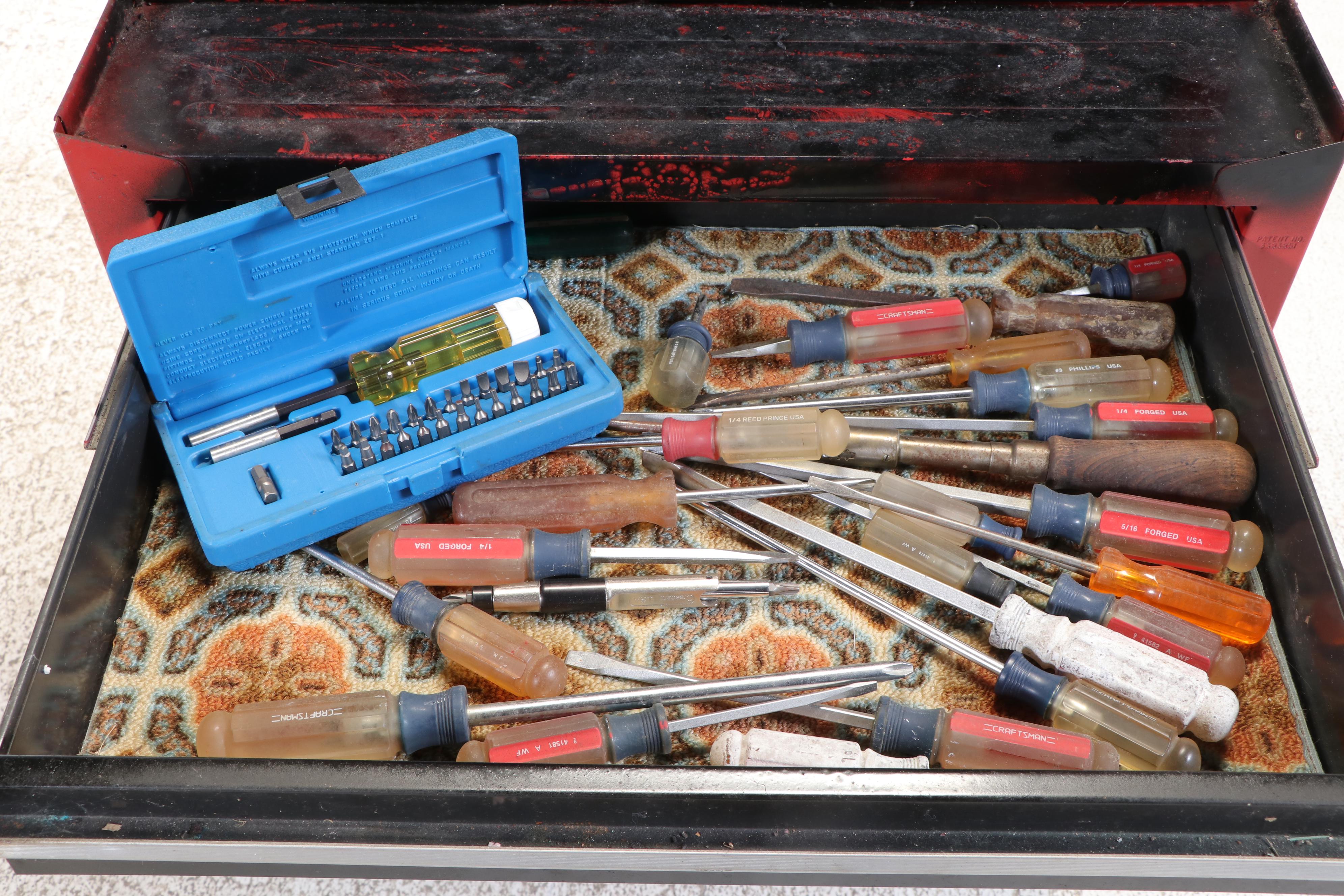 Craftsman Rolling Tool Cabinet with Screwdrivers, Clamps and More Tools