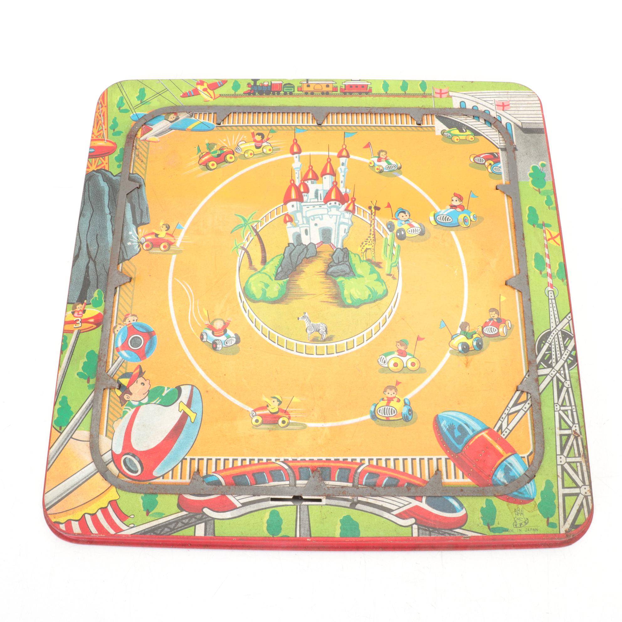 TPS "Conny Island Scooter" Tin Litho Wind-up Toy with Haji Wind-up  Duck