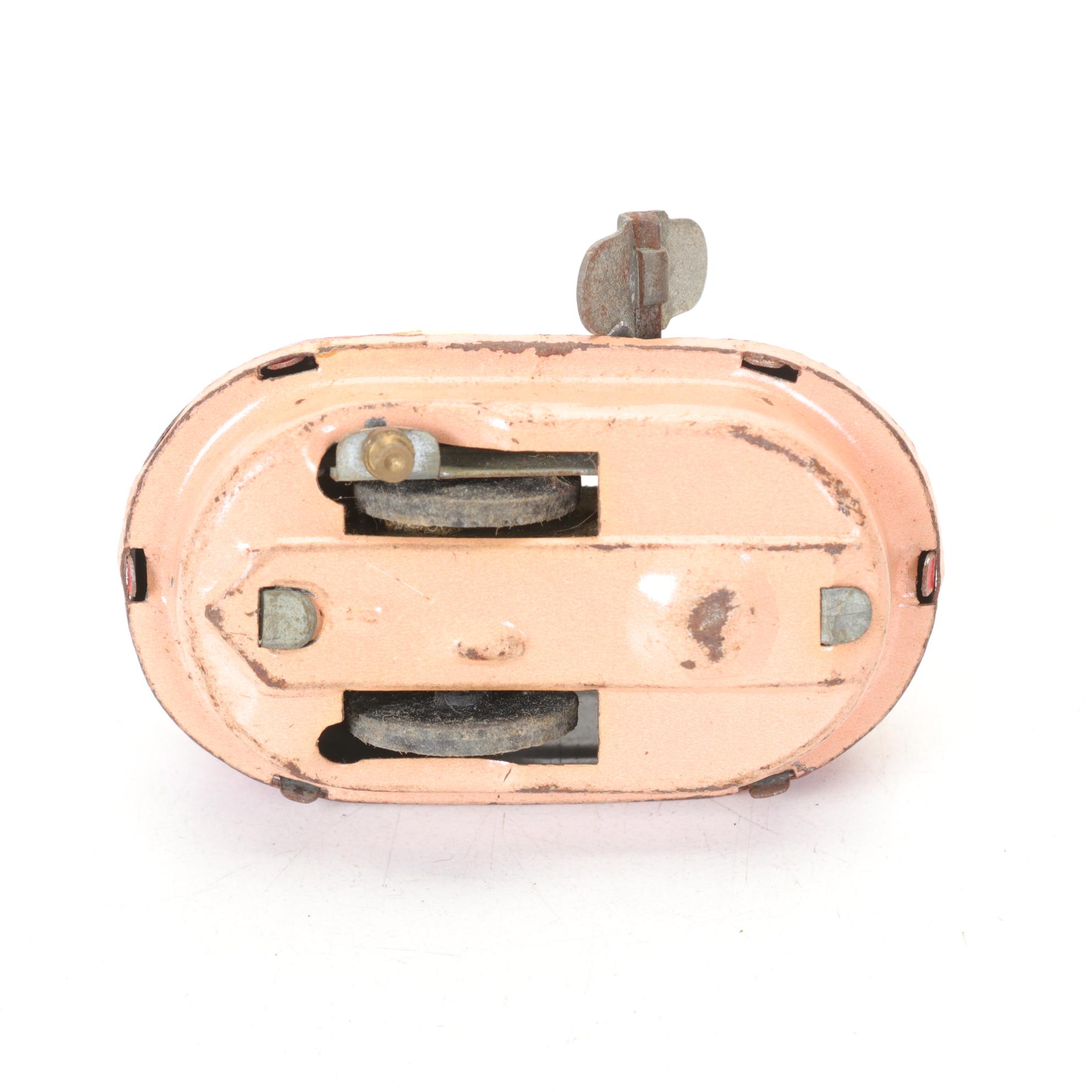 TPS "Conny Island Scooter" Tin Litho Wind-up Toy with Haji Wind-up  Duck