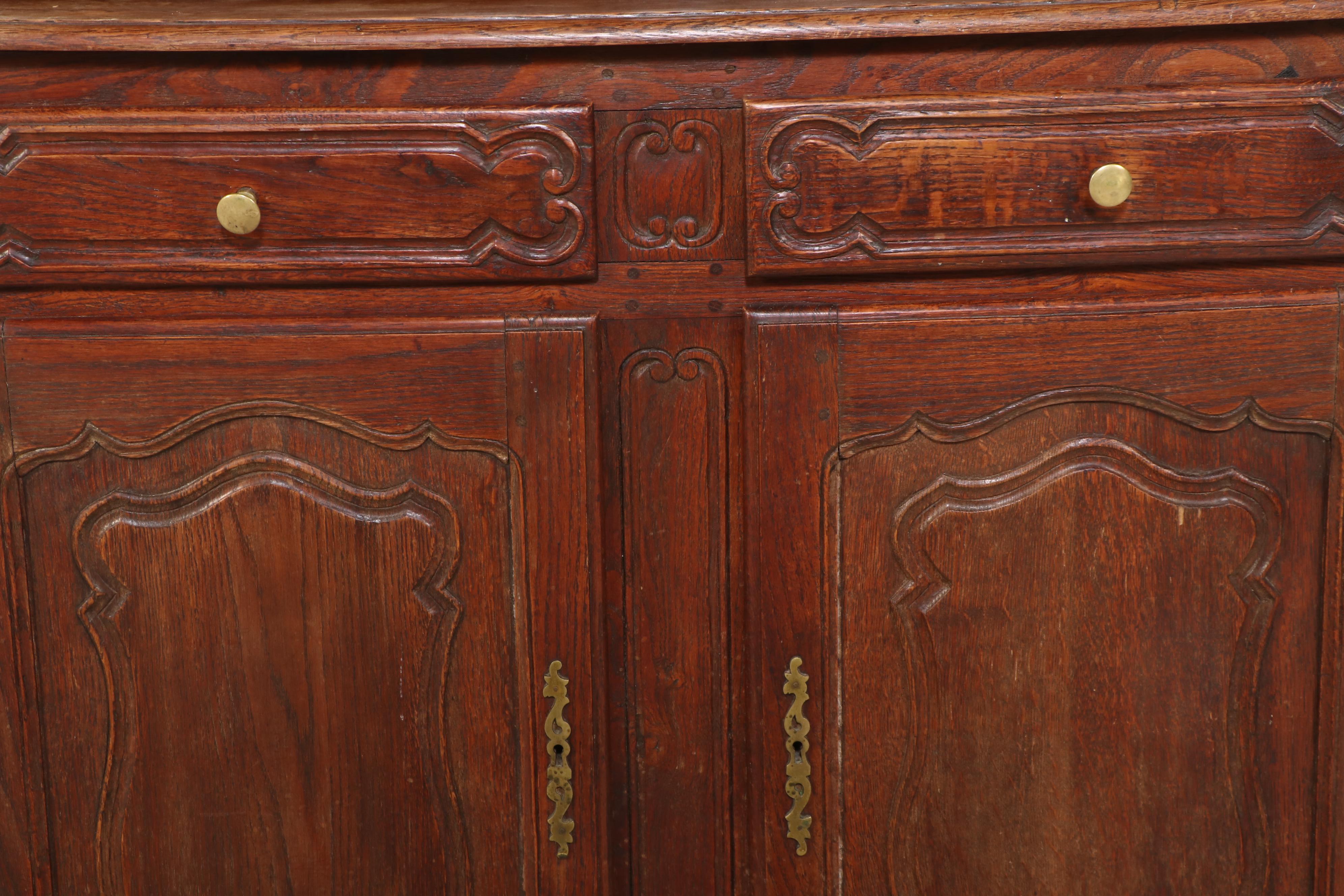 French Provincial Style Carved Oak China Cabinet, 19th Century