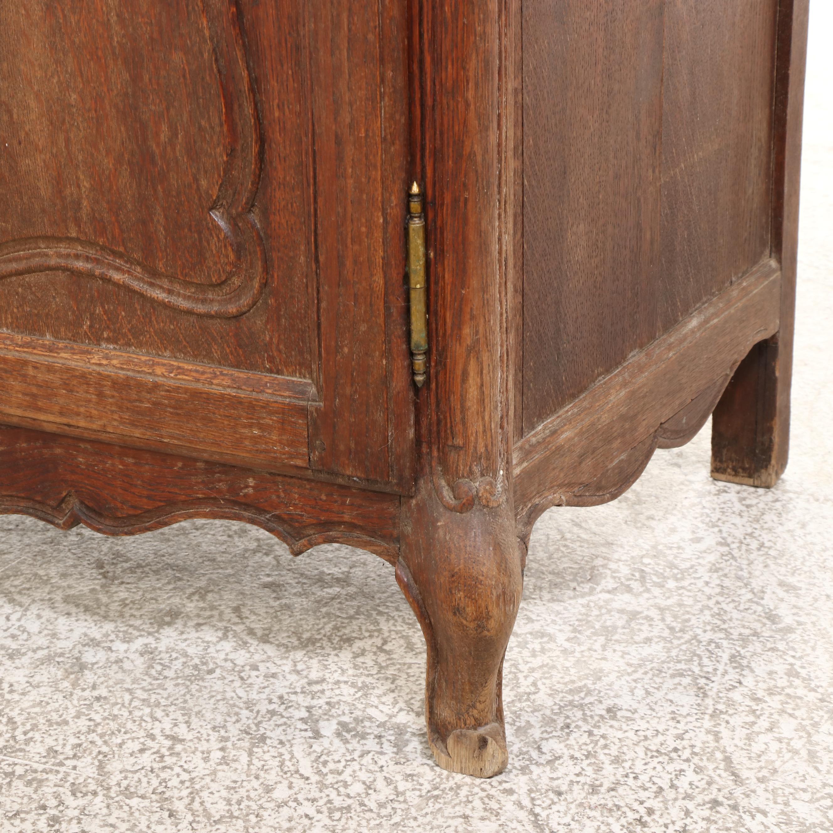 French Provincial Style Carved Oak China Cabinet, 19th Century