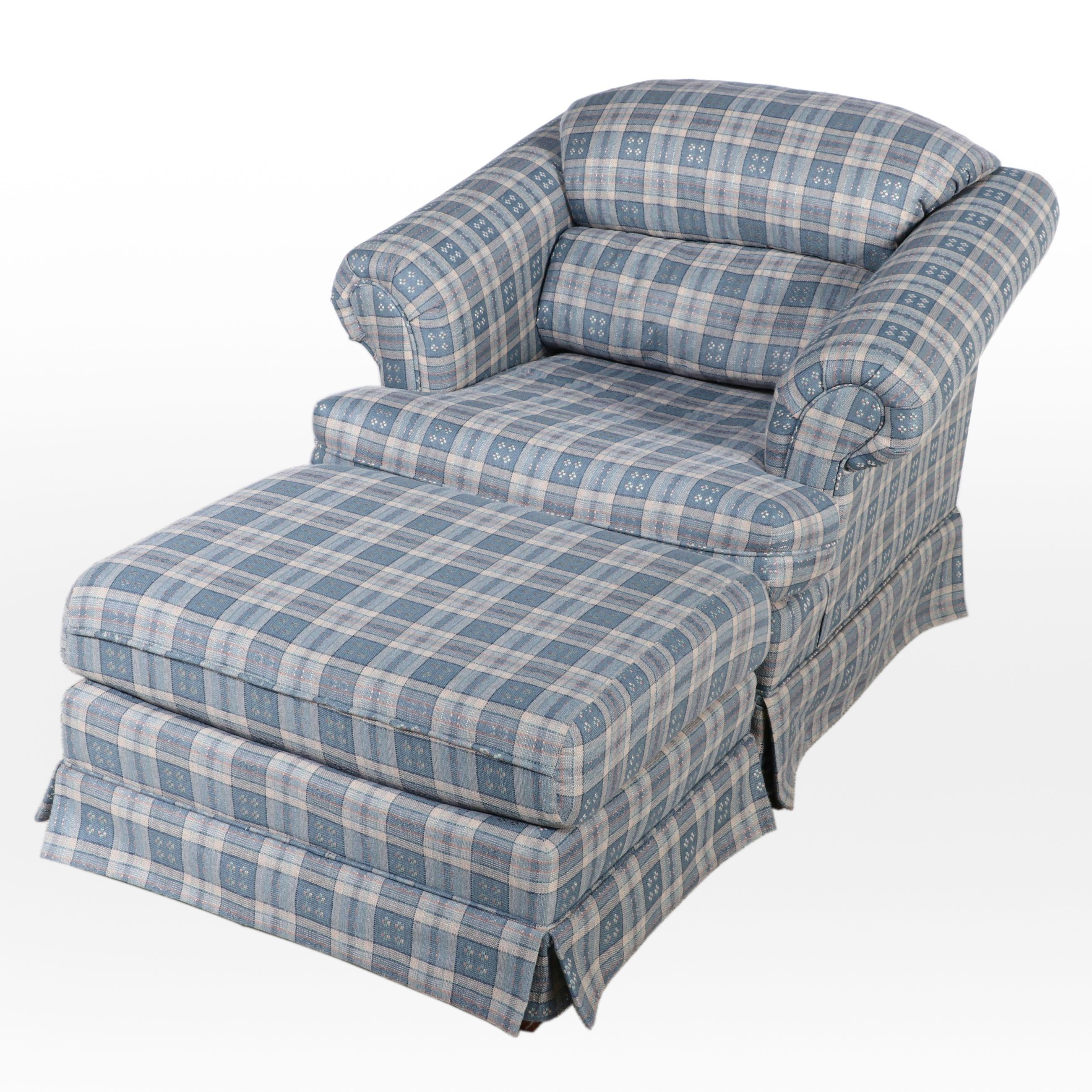 Kroehler Upholstered Easy Armchair and Ottoman, Late 20th Century