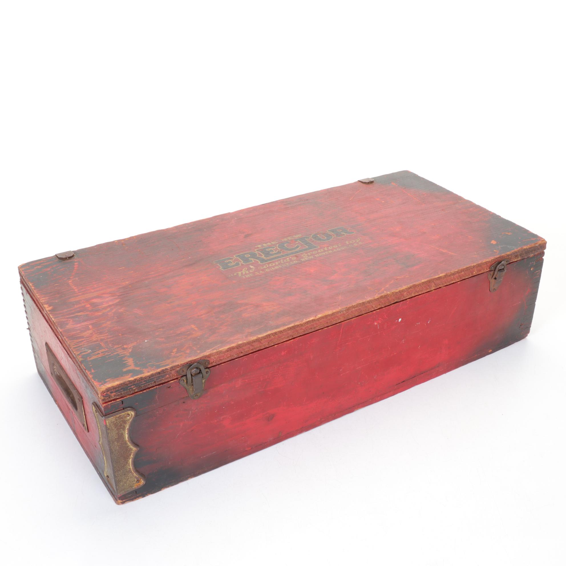 Gilbert Erector Set Wood Case, Mid 20th Century