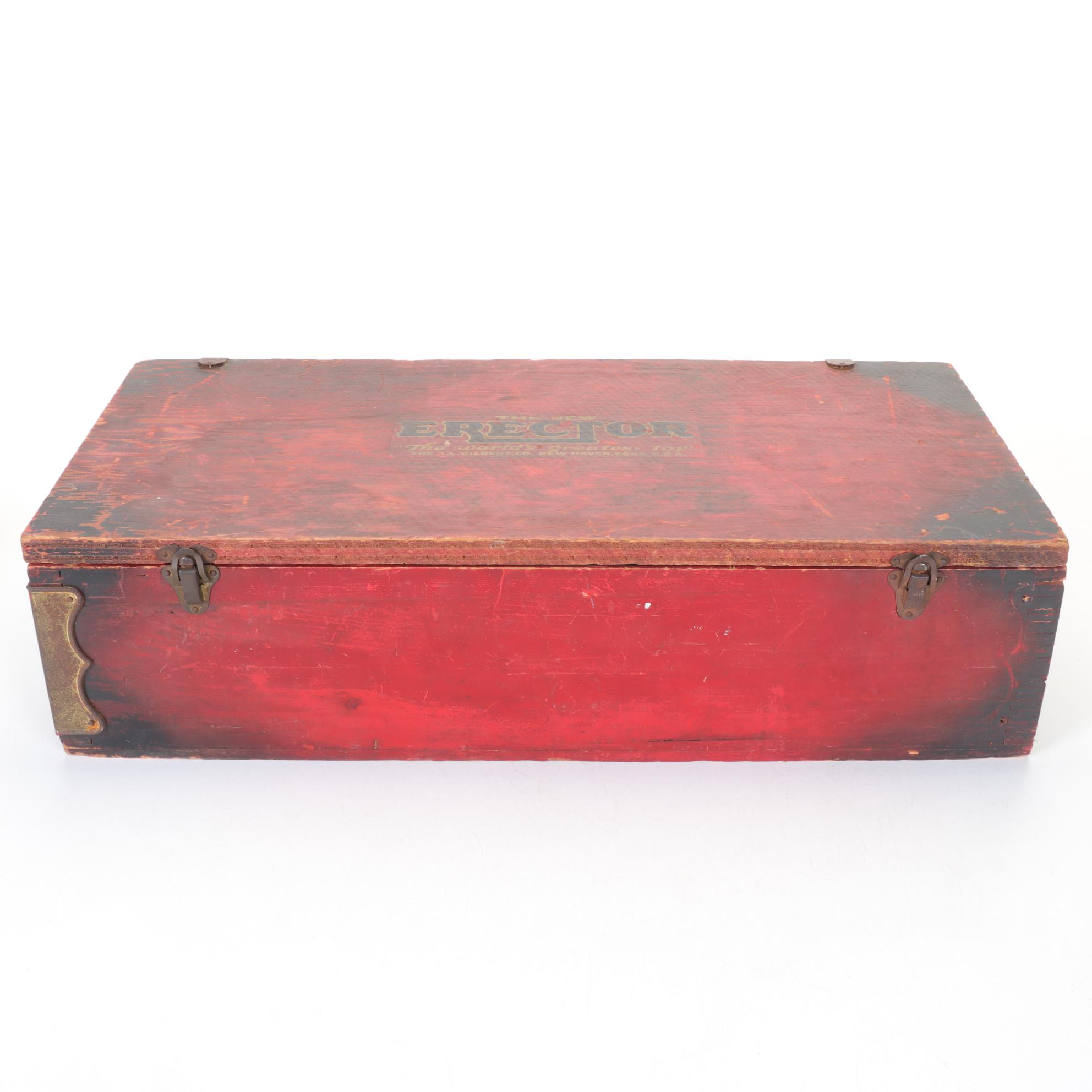 Gilbert Erector Set Wood Case, Mid 20th Century
