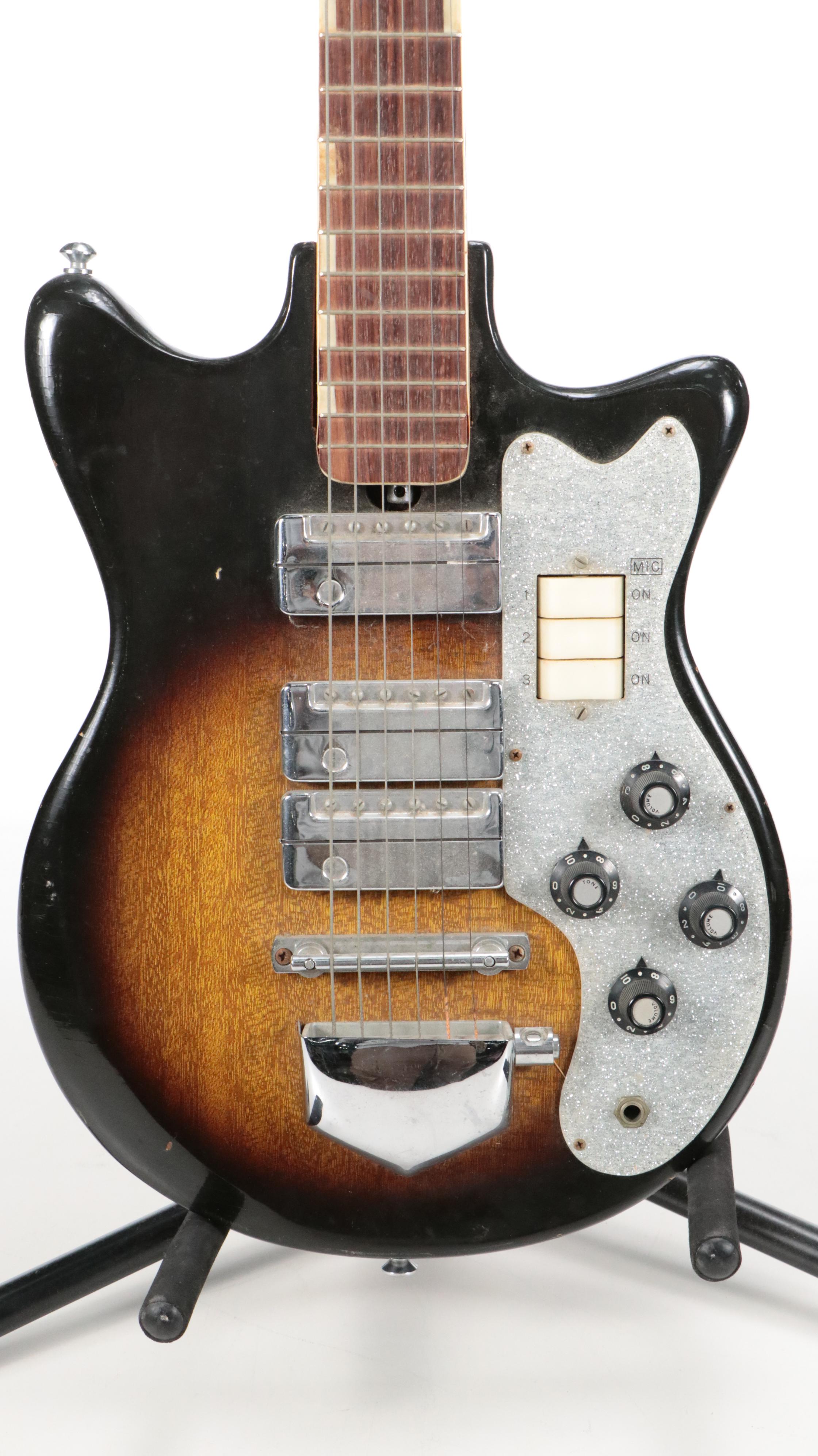 Japanese Lafayette Sunburst Finish Electric Guitar with Hardside Travel Case