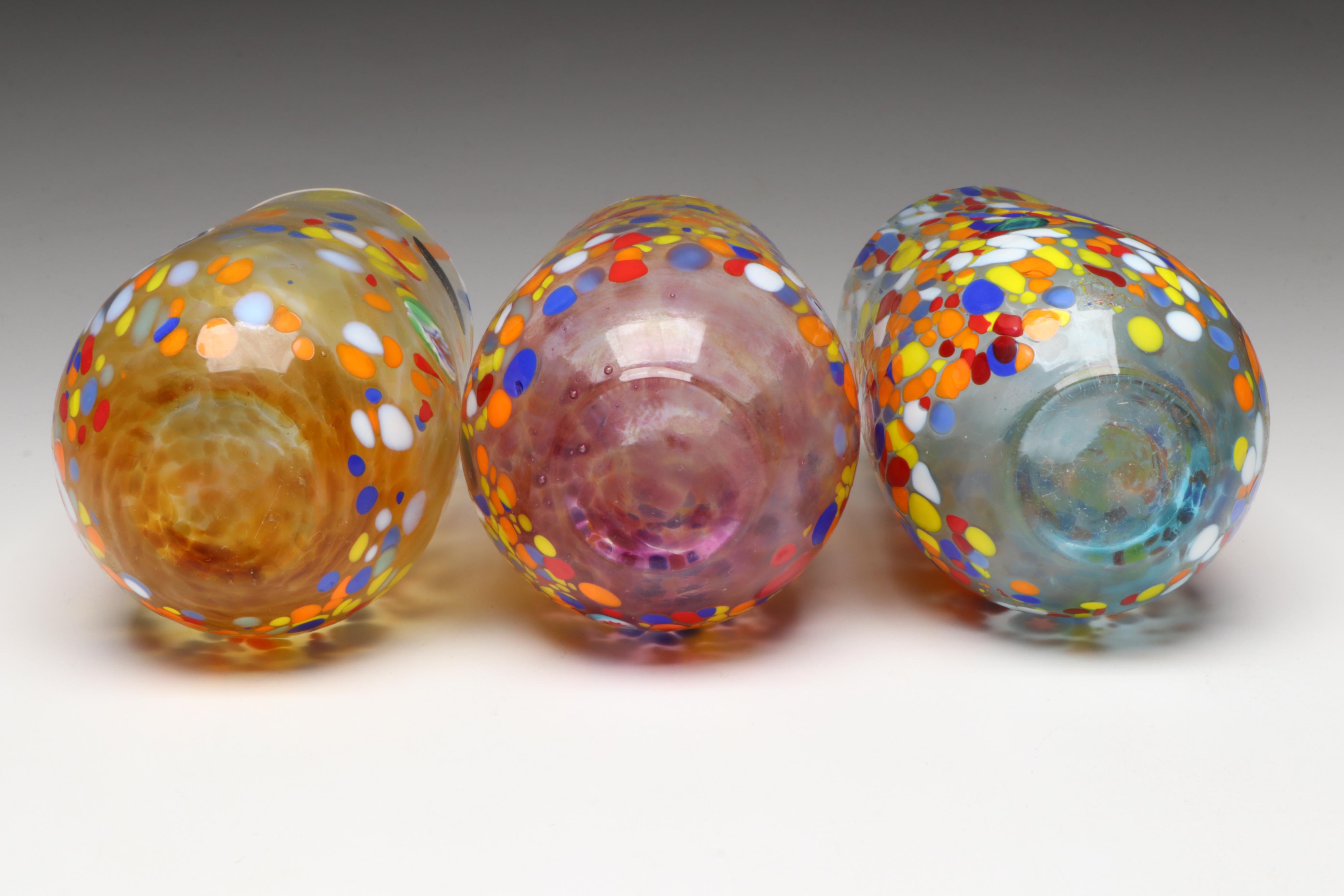 Nuova Cristalleria Arzanese Multicolor Murano Art Glass Highball Glasses