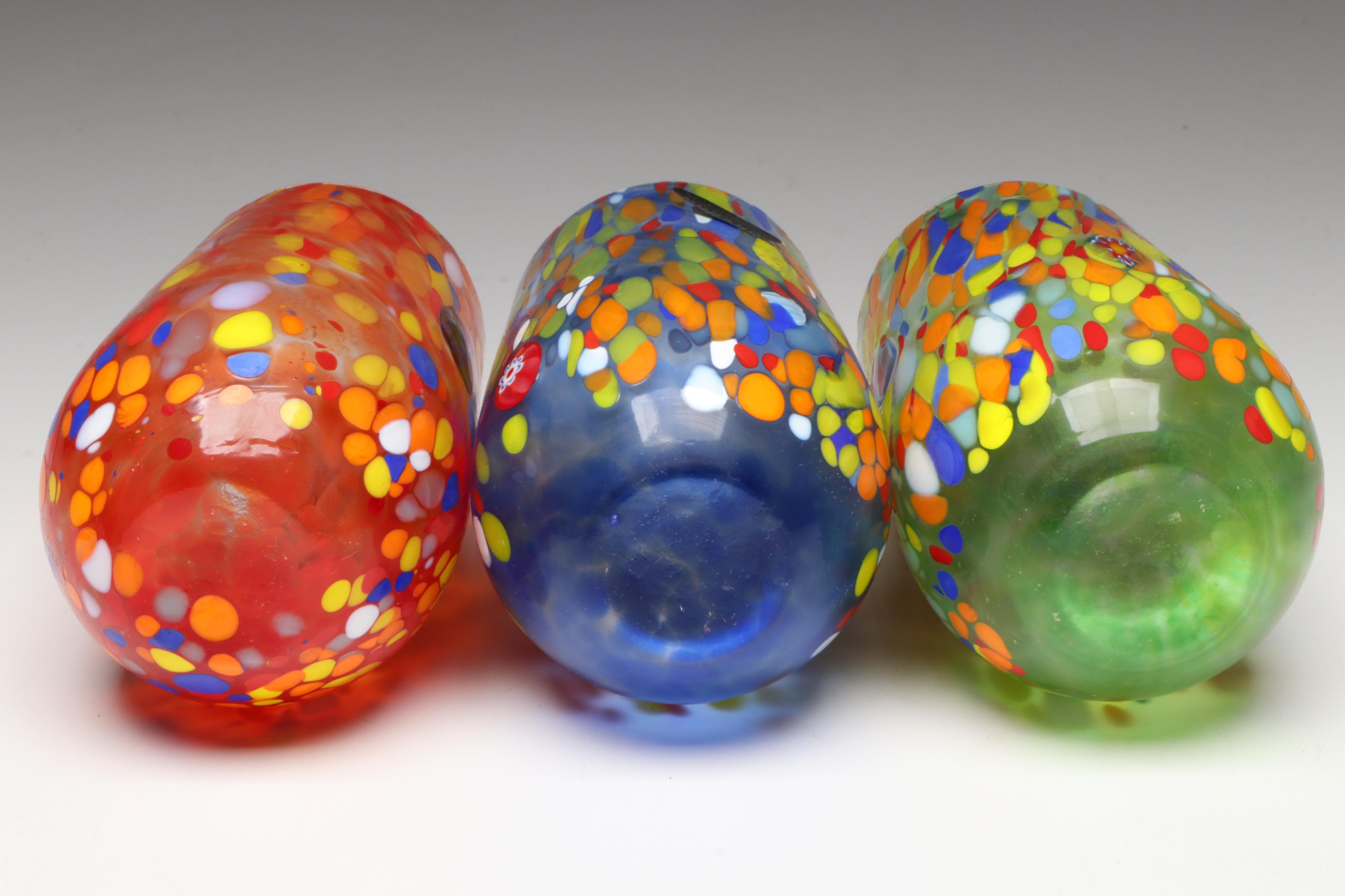 Nuova Cristalleria Arzanese Multicolor Murano Art Glass Highball Glasses