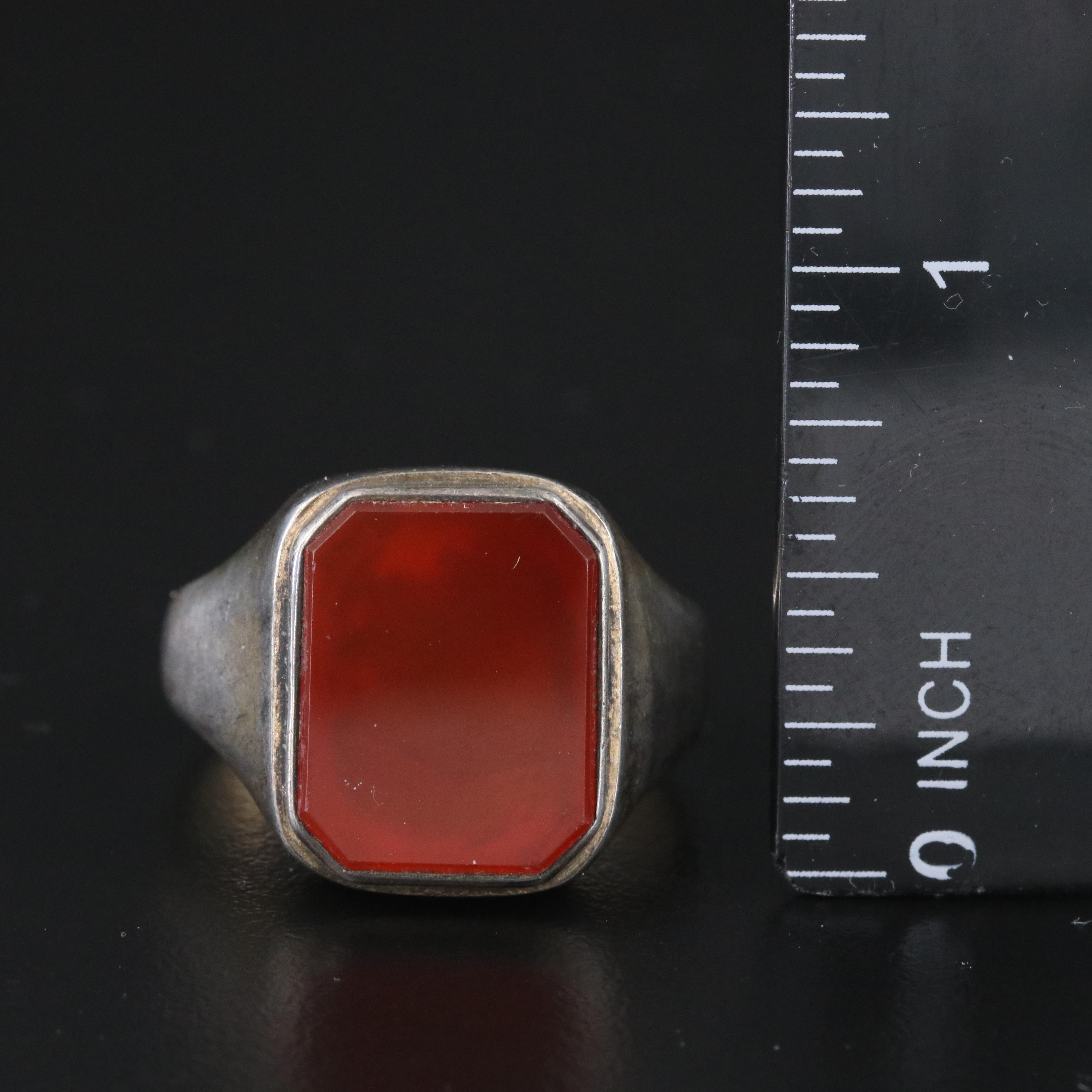 Vintage 835 Silver Carnelian Signet Ring