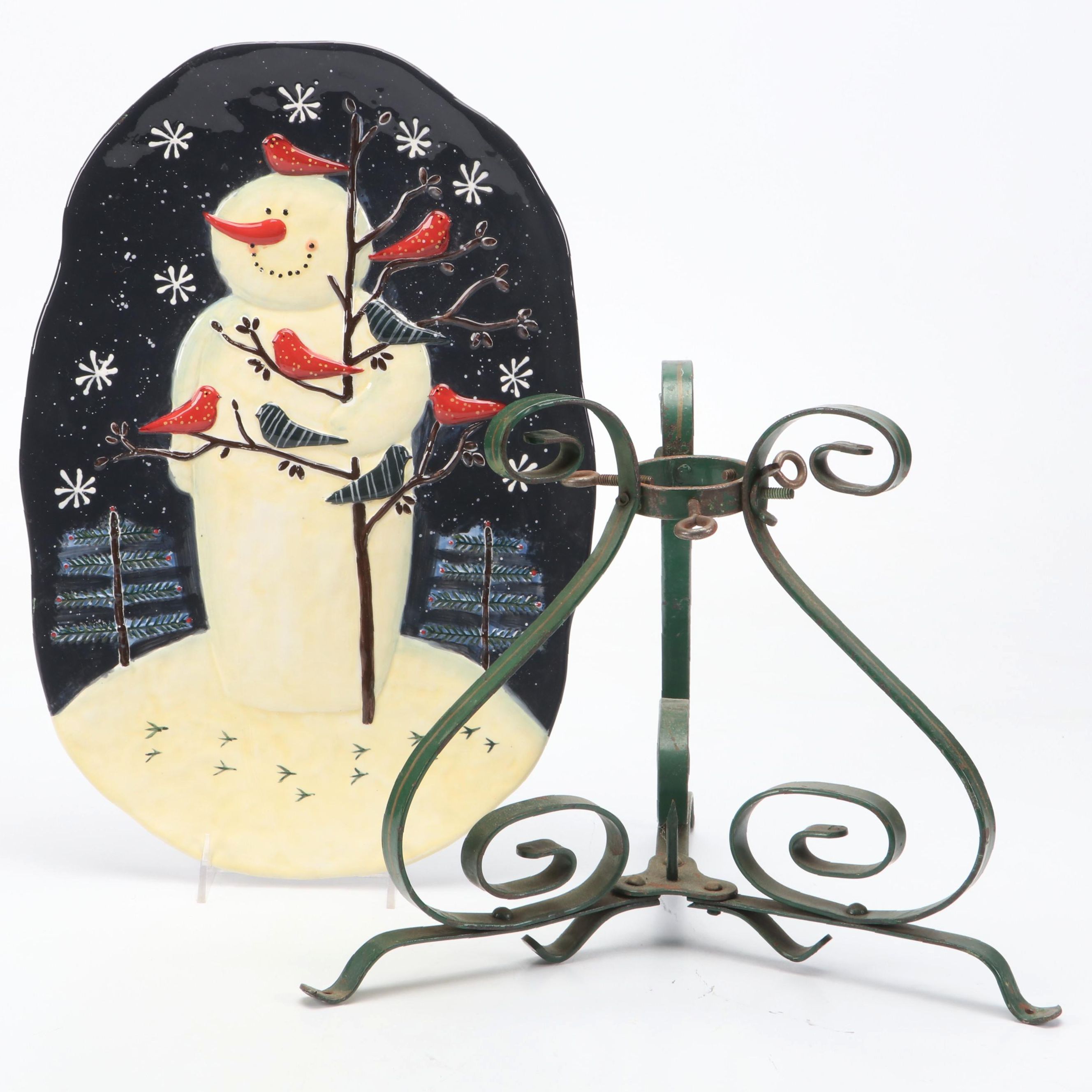 Mary Beth Baxter for Certified International Snowman Plate with Tree Stand