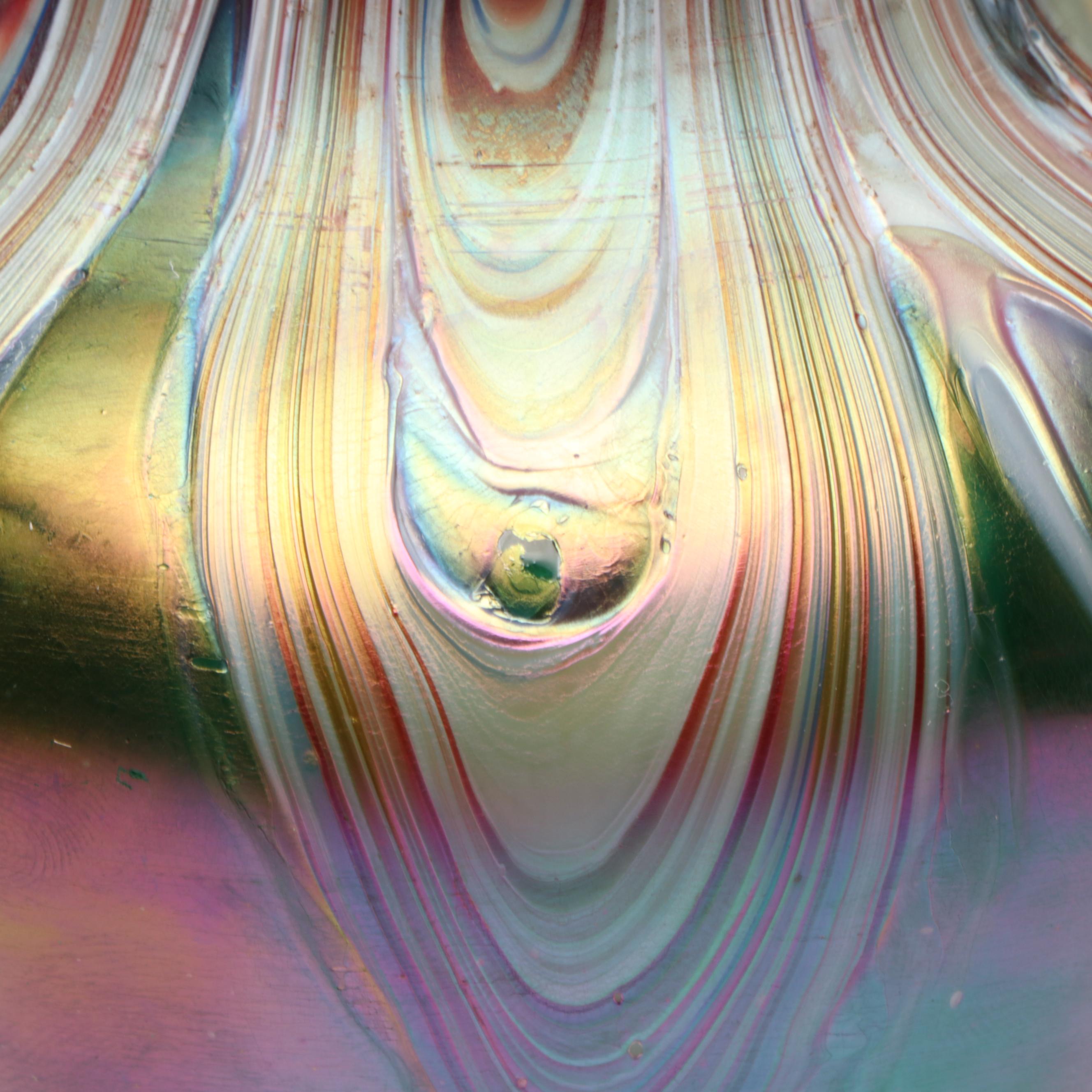 Rindskopf "Pulled Feather" and Kralik "Claw" Iridescent Art Glass Vases