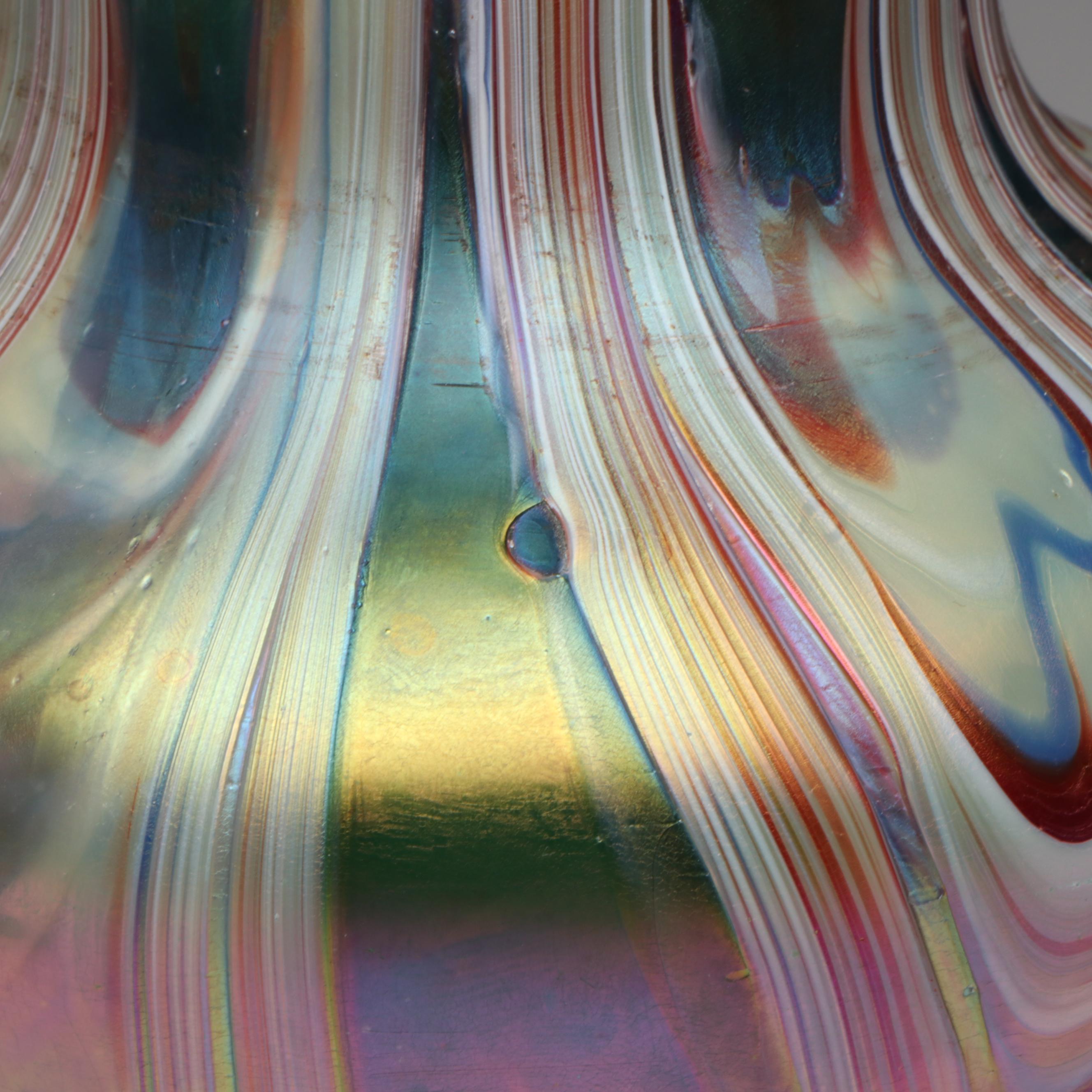 Rindskopf "Pulled Feather" and Kralik "Claw" Iridescent Art Glass Vases