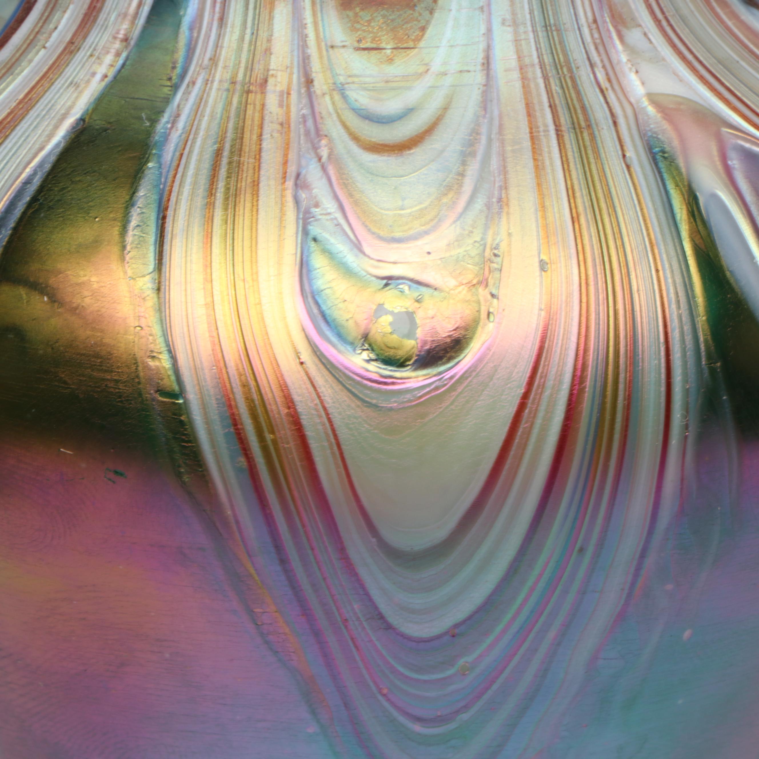 Rindskopf "Pulled Feather" and Kralik "Claw" Iridescent Art Glass Vases