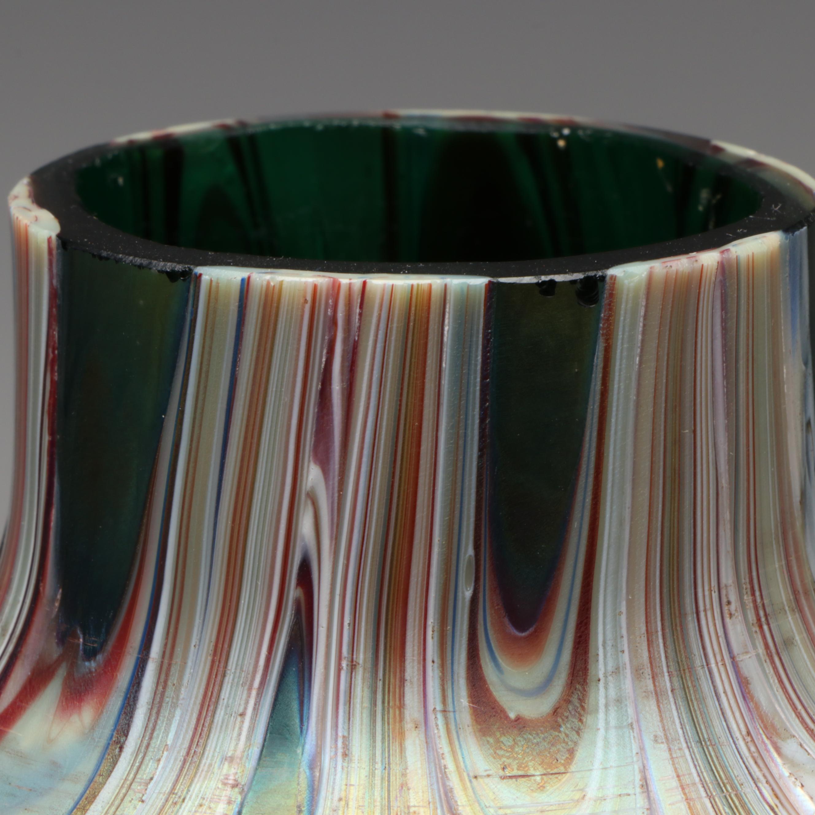 Rindskopf "Pulled Feather" and Kralik "Claw" Iridescent Art Glass Vases