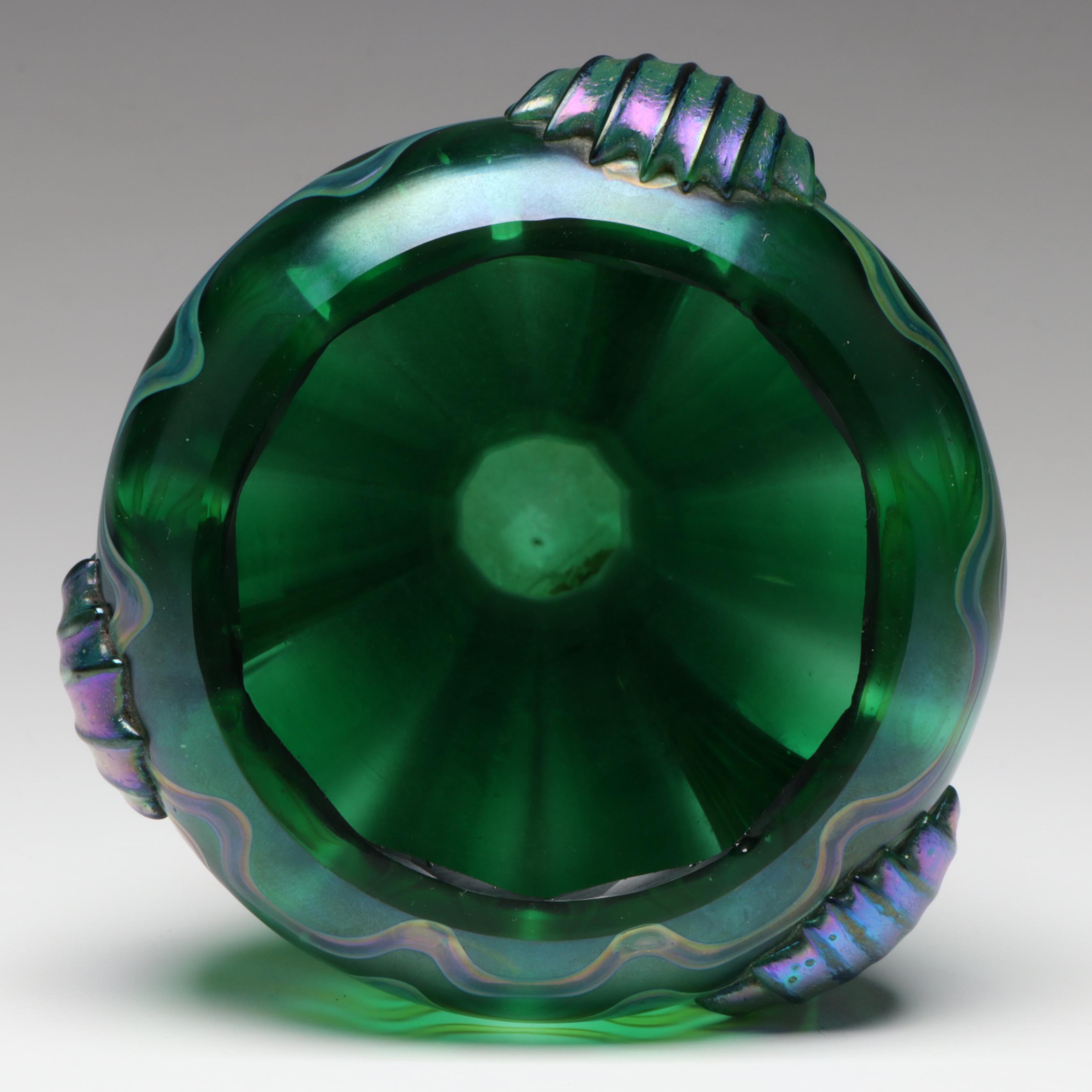 Rindskopf "Pulled Feather" and Kralik "Claw" Iridescent Art Glass Vases