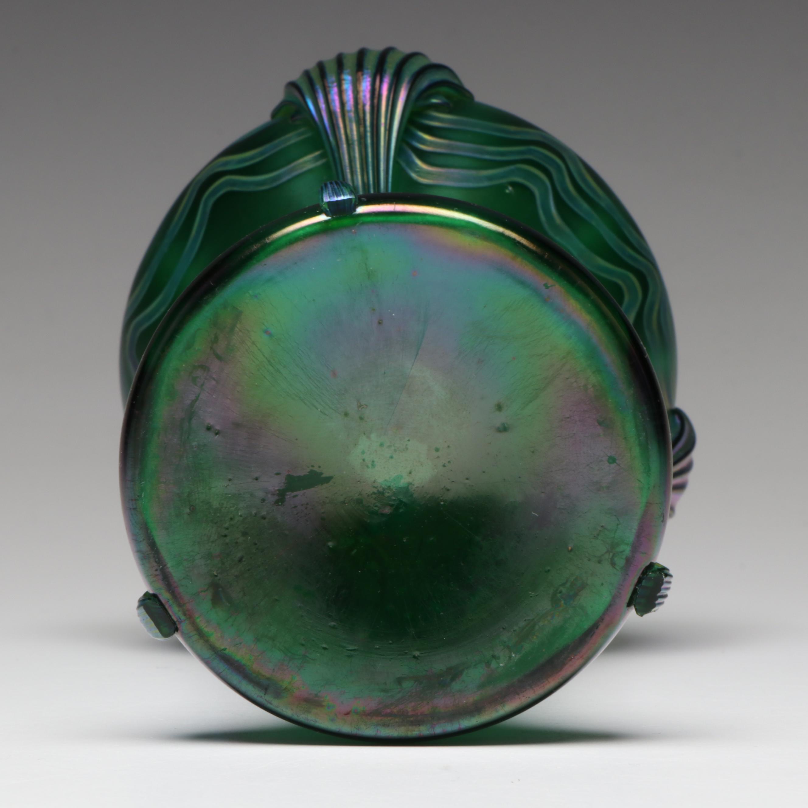 Rindskopf "Pulled Feather" and Kralik "Claw" Iridescent Art Glass Vases