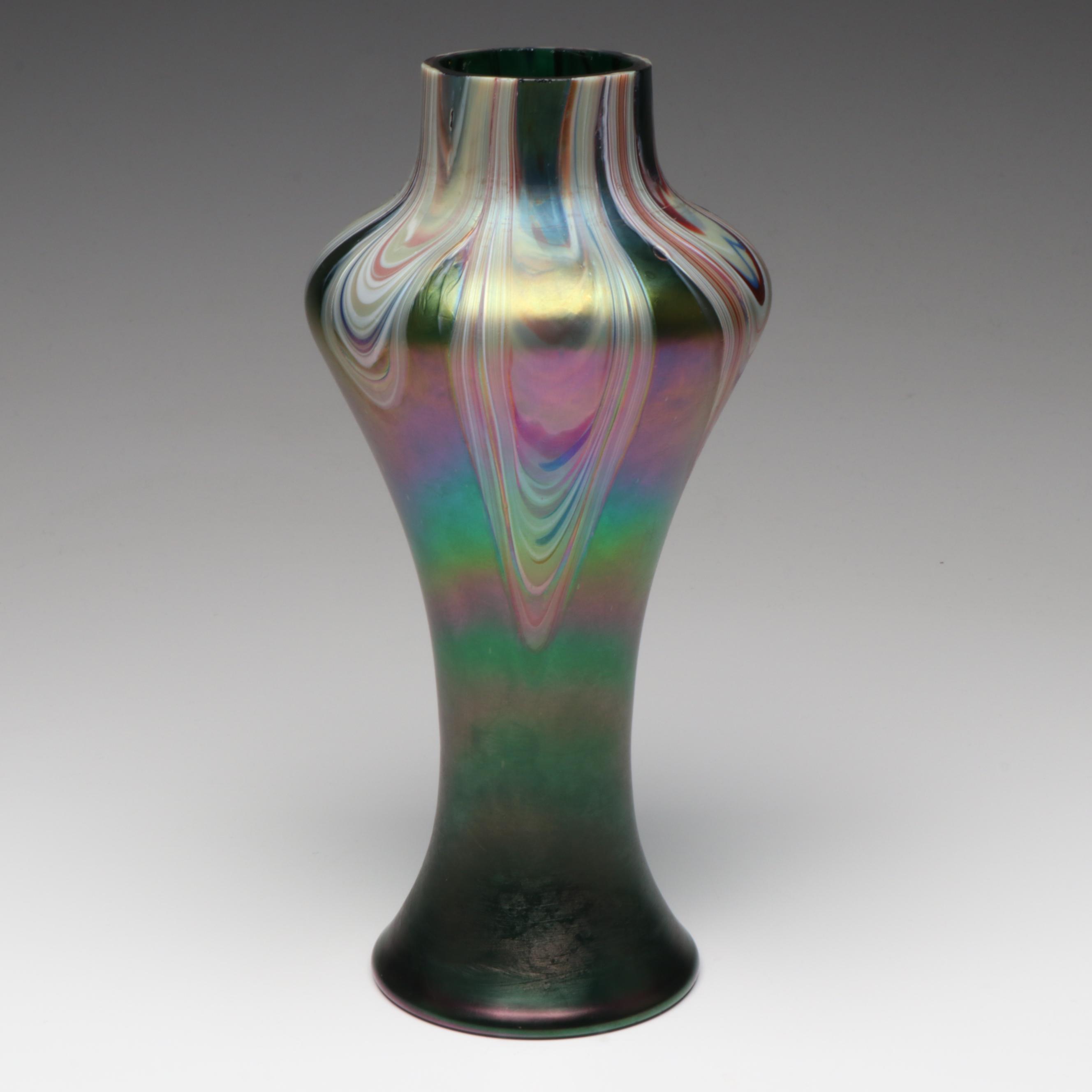 Rindskopf "Pulled Feather" and Kralik "Claw" Iridescent Art Glass Vases