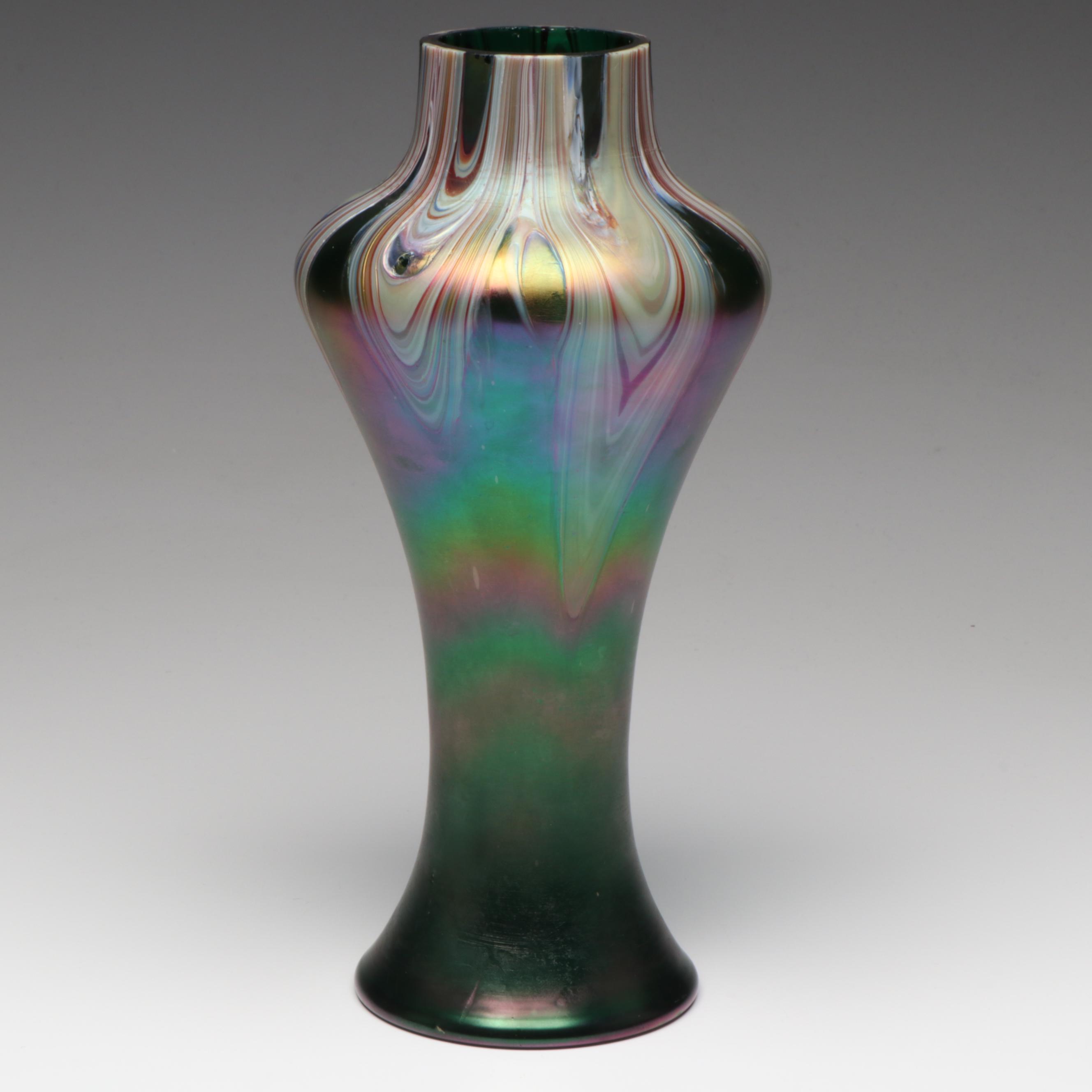 Rindskopf "Pulled Feather" and Kralik "Claw" Iridescent Art Glass Vases
